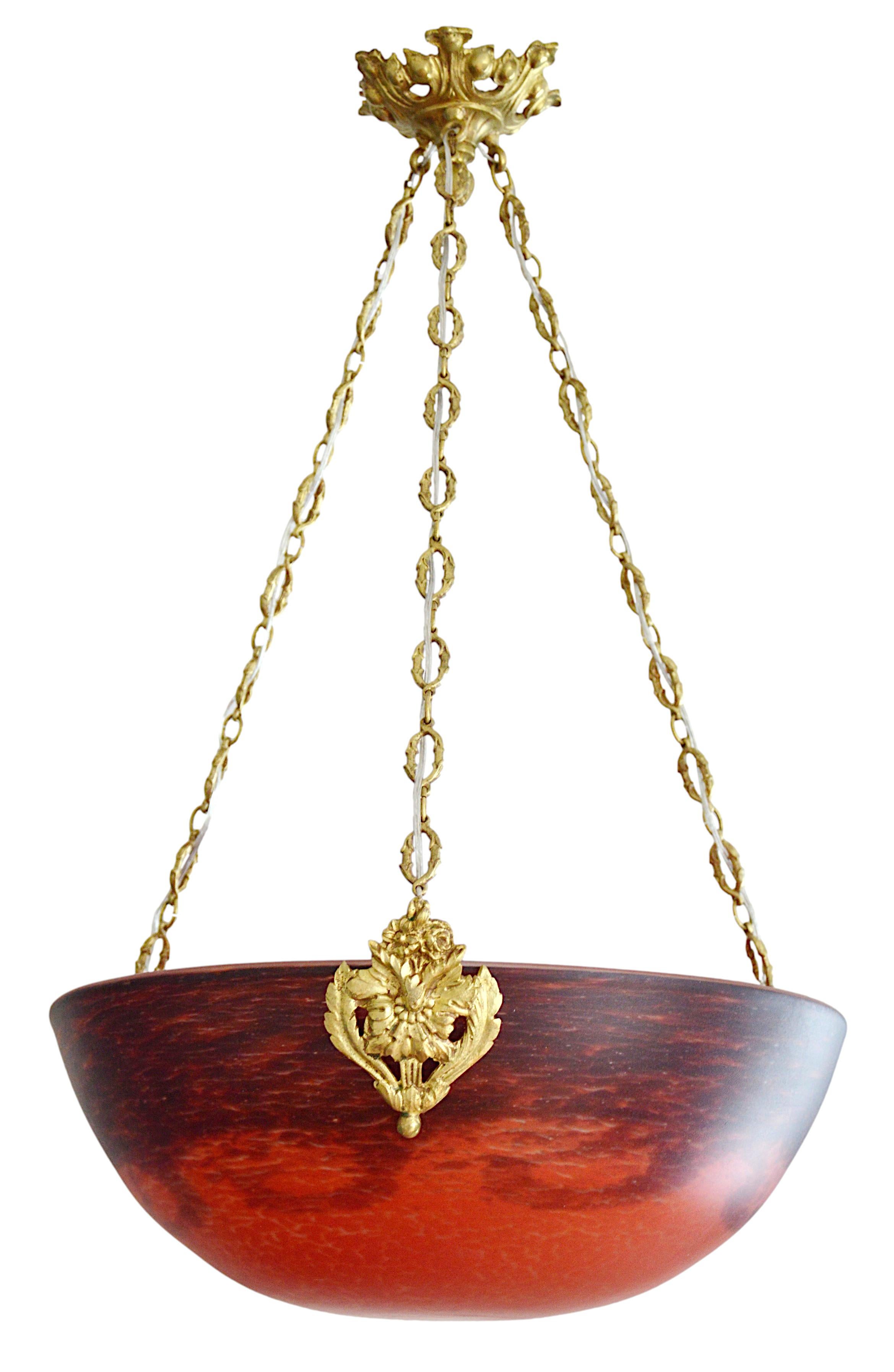 Delatte & Ranc Raro lampadario a sospensione Art Déco, 1920 in vendita 2