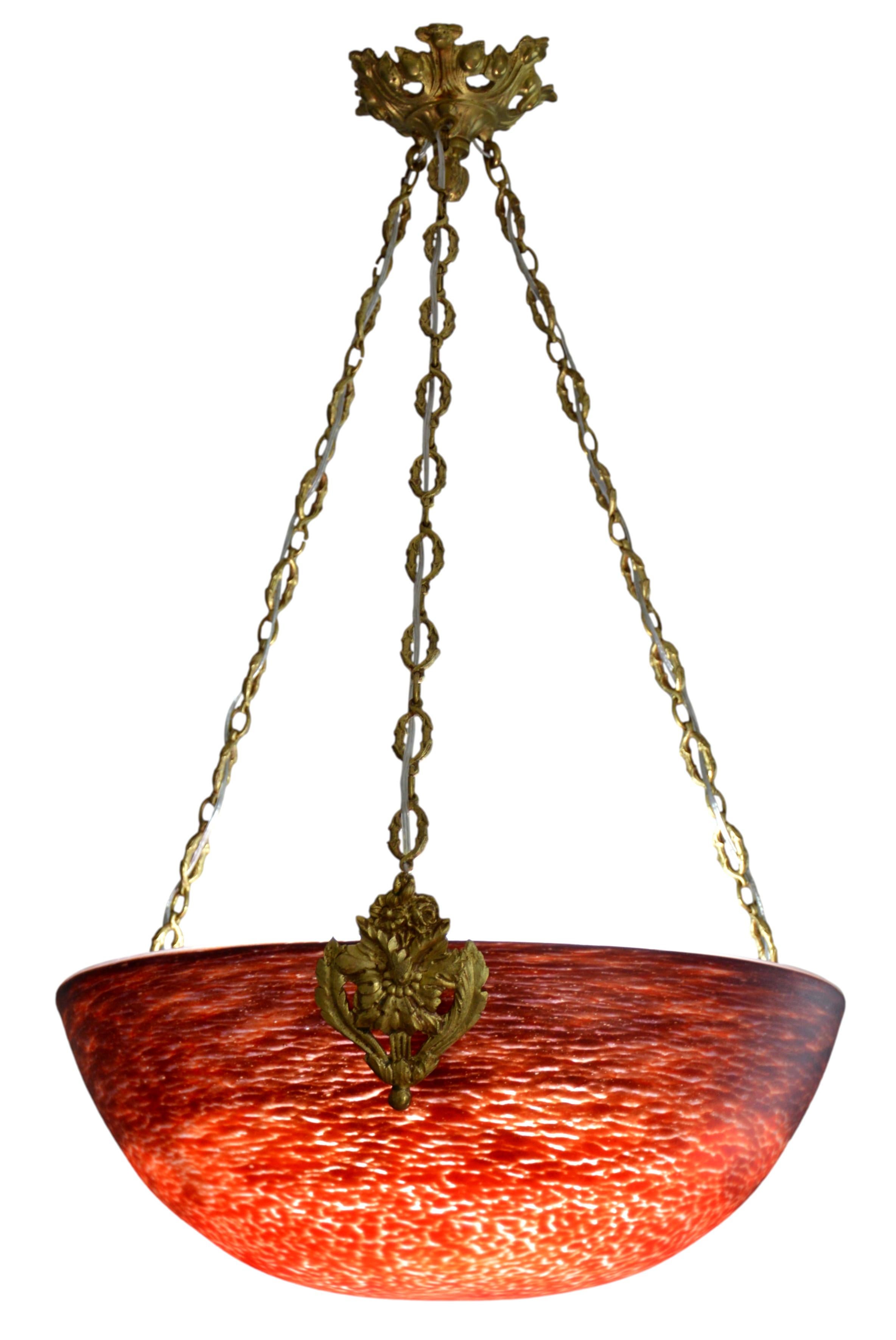 Delatte & Ranc Raro lampadario a sospensione Art Déco, 1920 in vendita 3