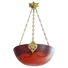 Delatte & Ranc Rare Art Deco Pendant Chandelier, 1920