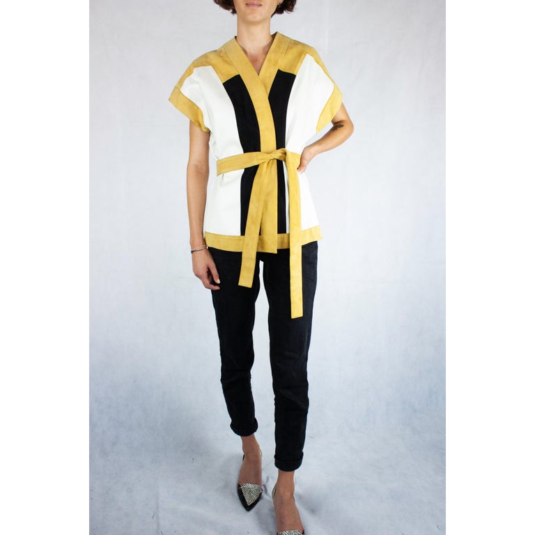 Women's Delaunay for Jacques  Heim modernist   leather & suede jacket. circa 1960s For Sale