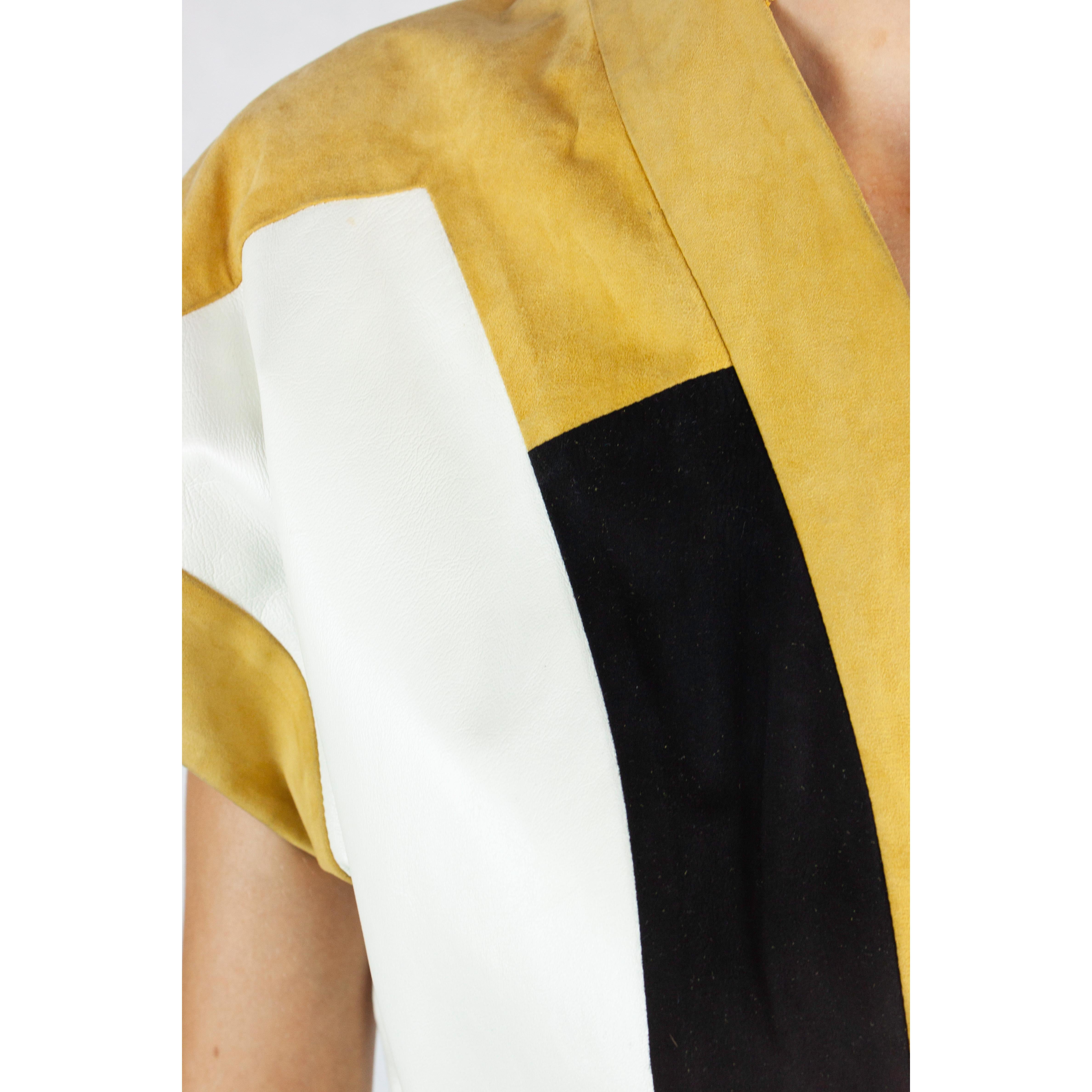 Delaunay pour Jacques  Heim modernist   veste en cuir et daim. circa 1960s en vente 2