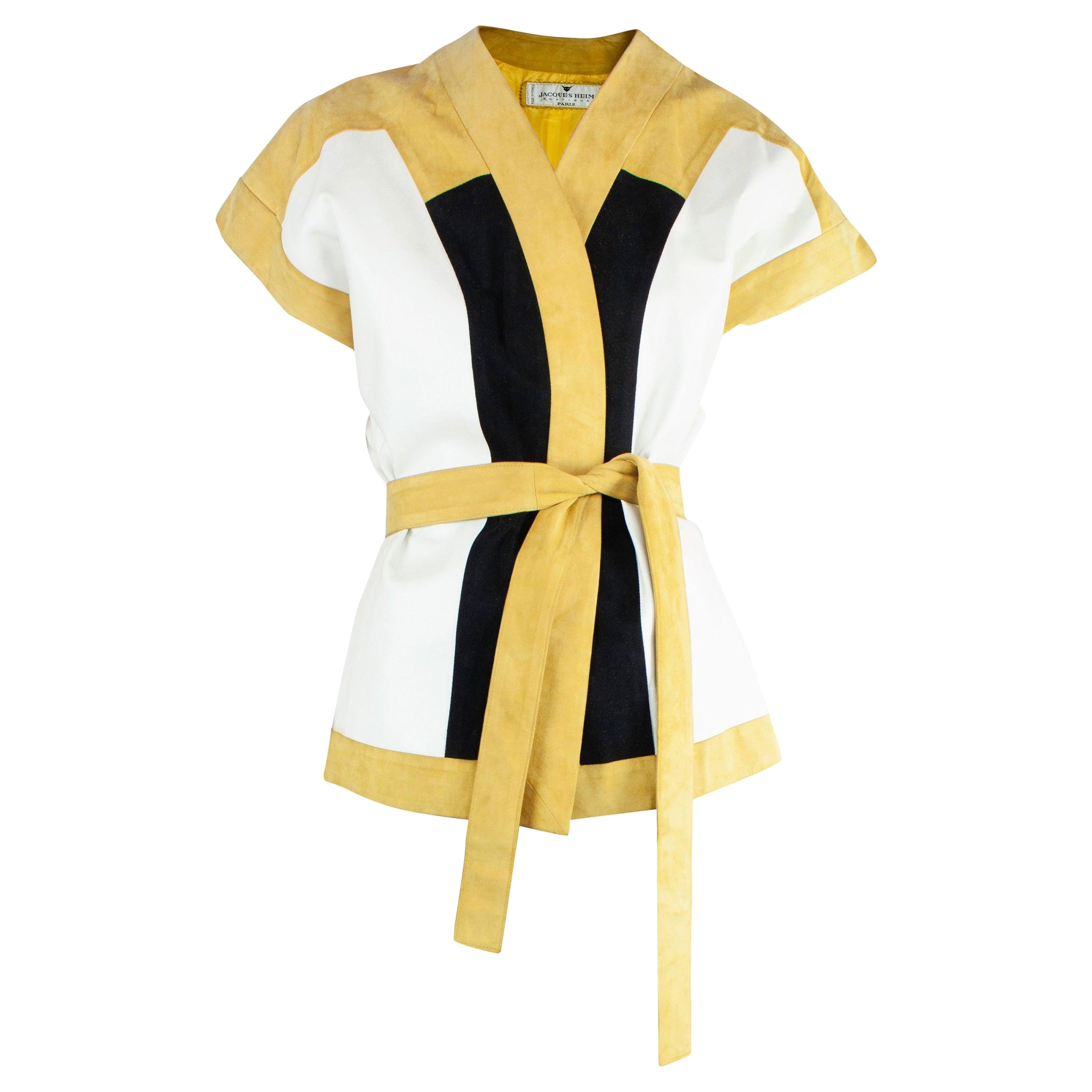Delaunay for Jacques  Heim modernist   leather & suede jacket. circa 1960s