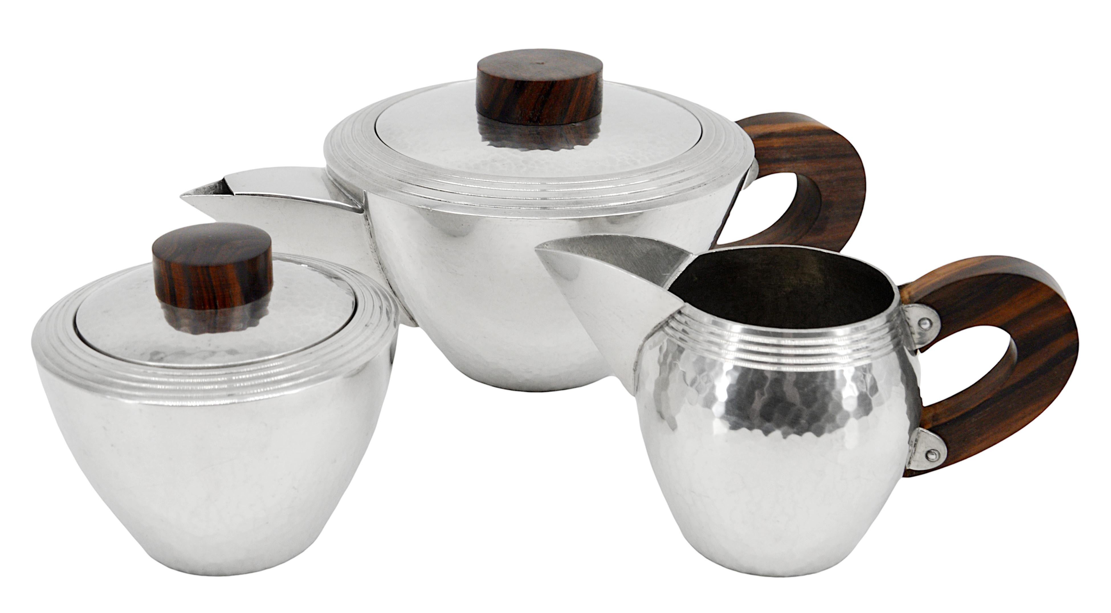Delavan French Art Deco Pewter Tea Set, 1920s 3