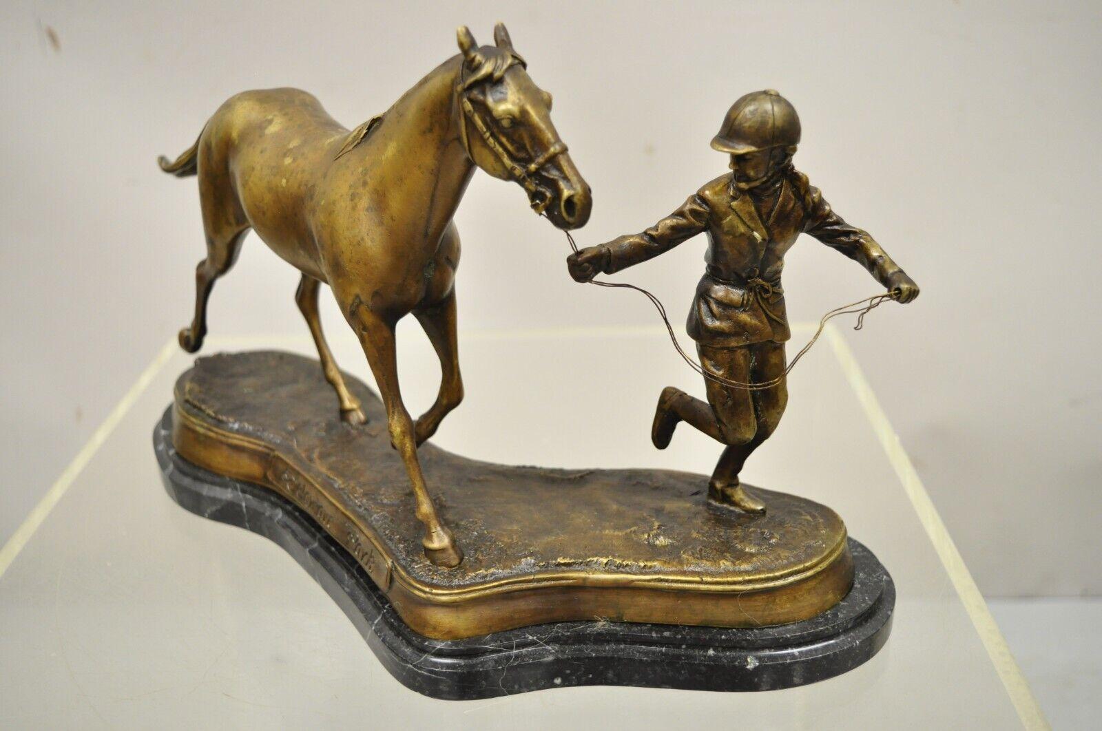 Delaware Park bronze Equestrian Jockey rider and race Horse figure 14