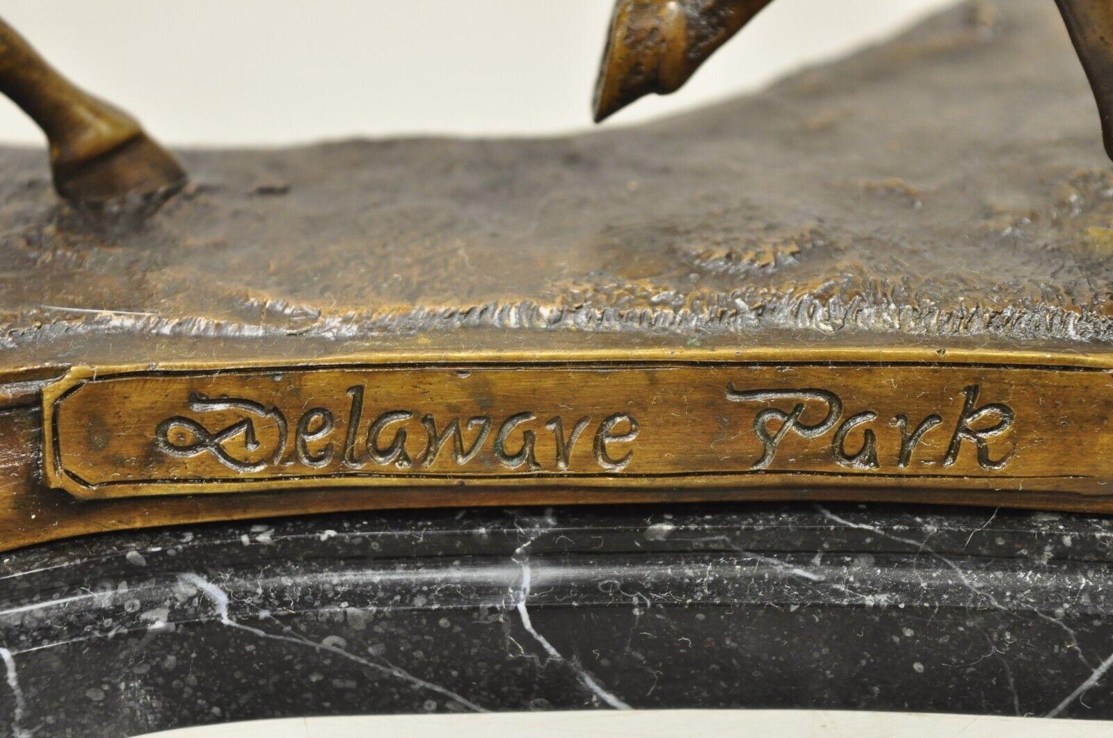 Delaware Park Bronze Equestrian Jockey Rider and Race Horse Figure Sculpture In Good Condition In Philadelphia, PA