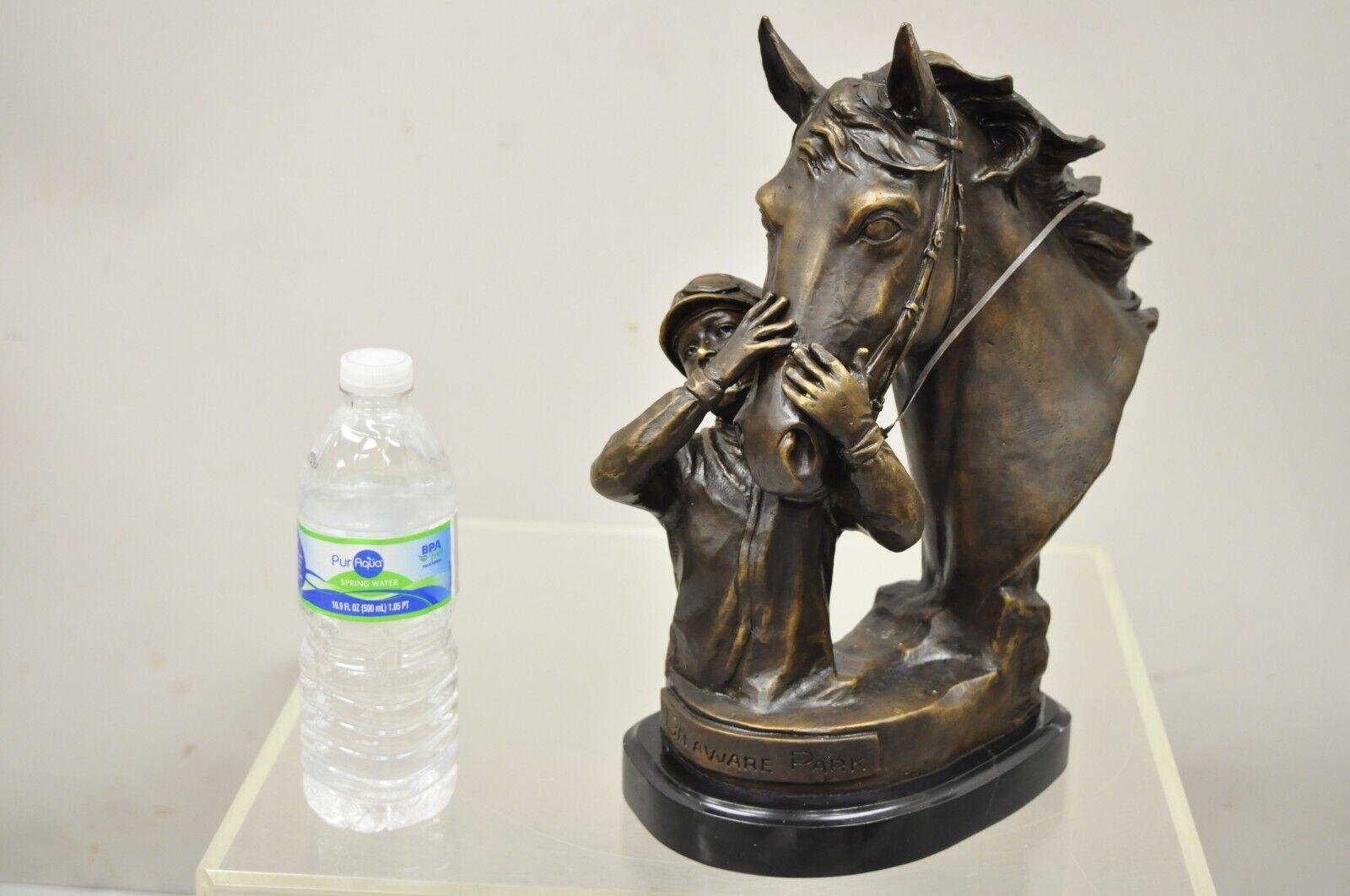 Delaware park bronze Equestrian Race Horse and Jockey Embrace 13