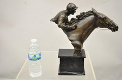 Delaware Park Bronze Equestrian Race Horse and Jockey Rider Bust Sculpture