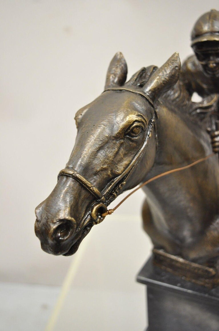 Delaware Park Bronze Equestrian Race Horse and Jockey Rider Bust