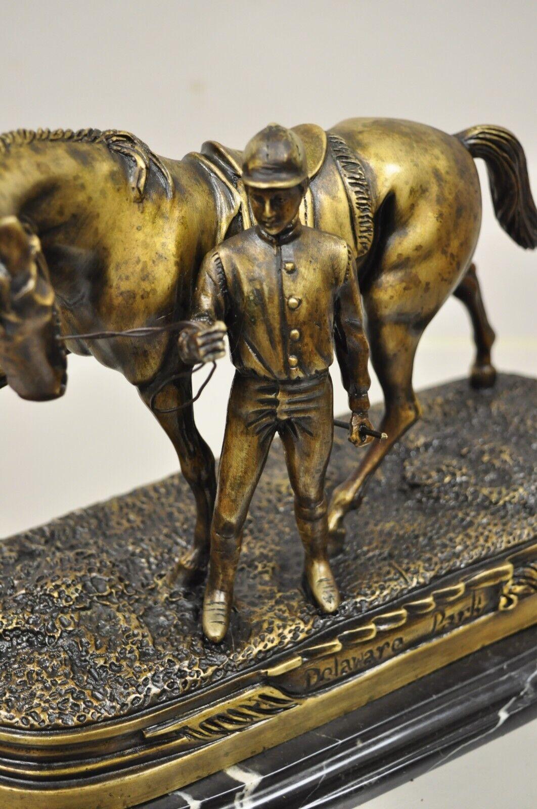 Art déco Sculpture en bronze du Delaware Park, cheval Jockey et cheval Jockey