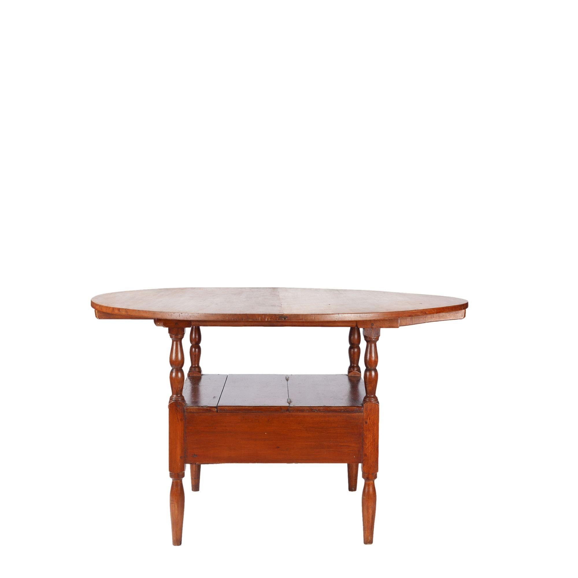 20th Century Delaware Valley metamorphic table/chair Monk's Bench in cherry, c. 1900's For Sale