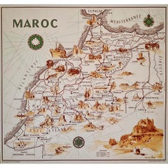 illustrated map of Morocco created in 1950 by Delaye