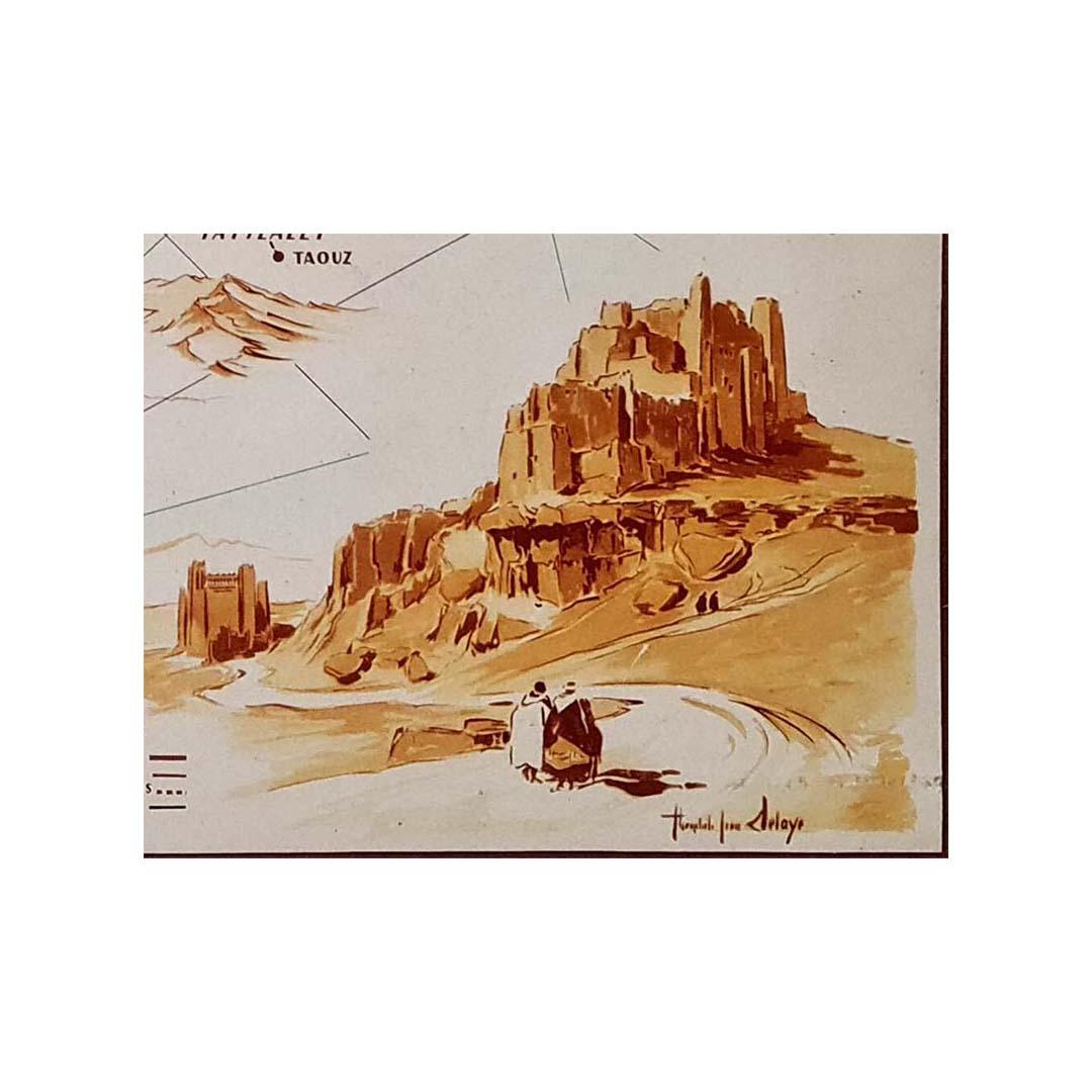 Carte illustrée du Maroc créée en 1950 par Delaye en vente 1