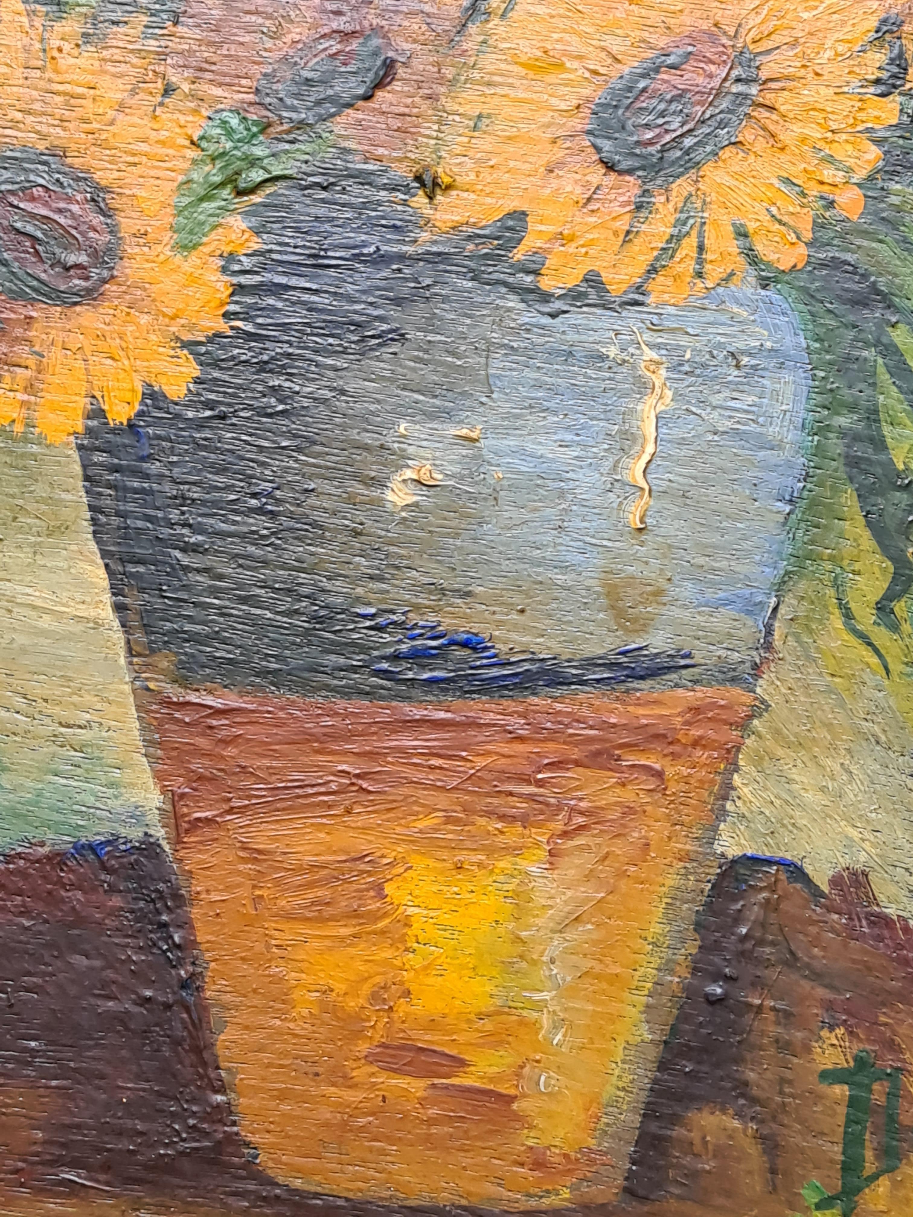 The Sunflowers - Post-Impressionist Painting by Deldos