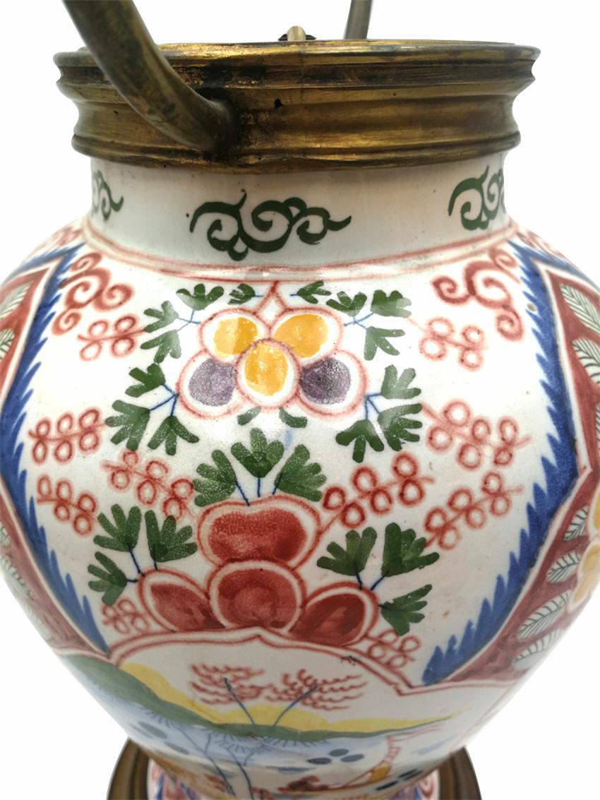Delf Vase Lampe, um 1900 (20. Jahrhundert) im Angebot