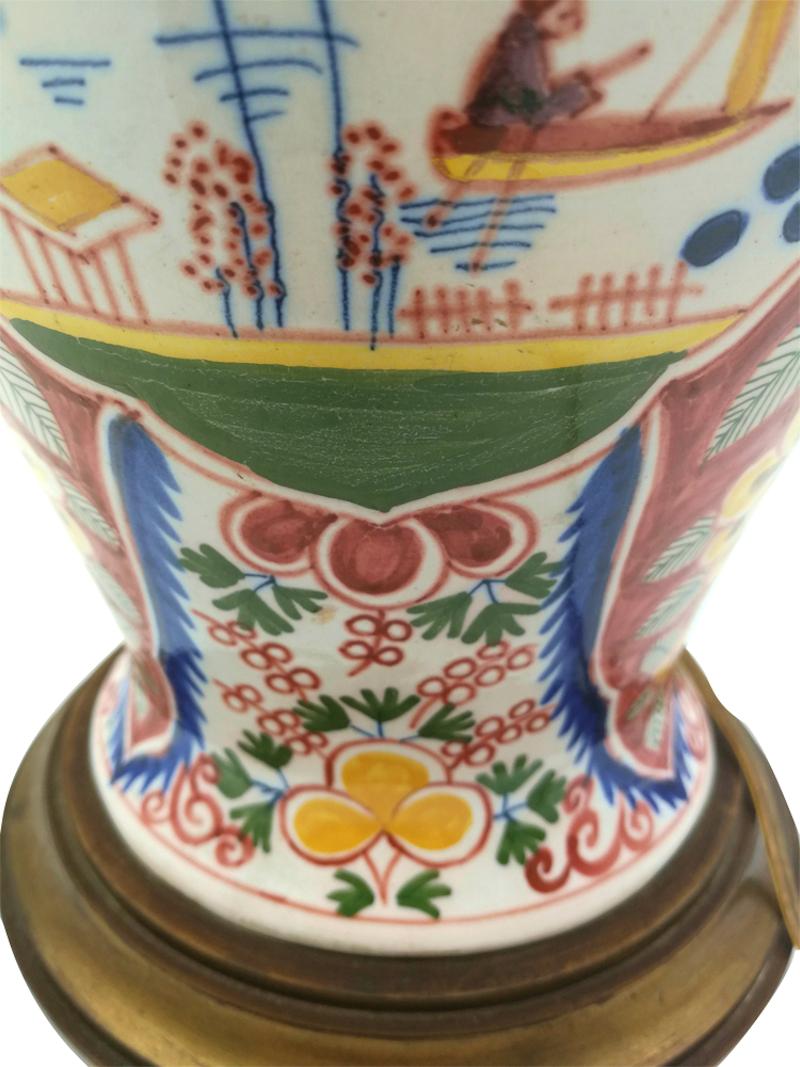 Porcelain Delf Vase Lamp, circa 1900 For Sale