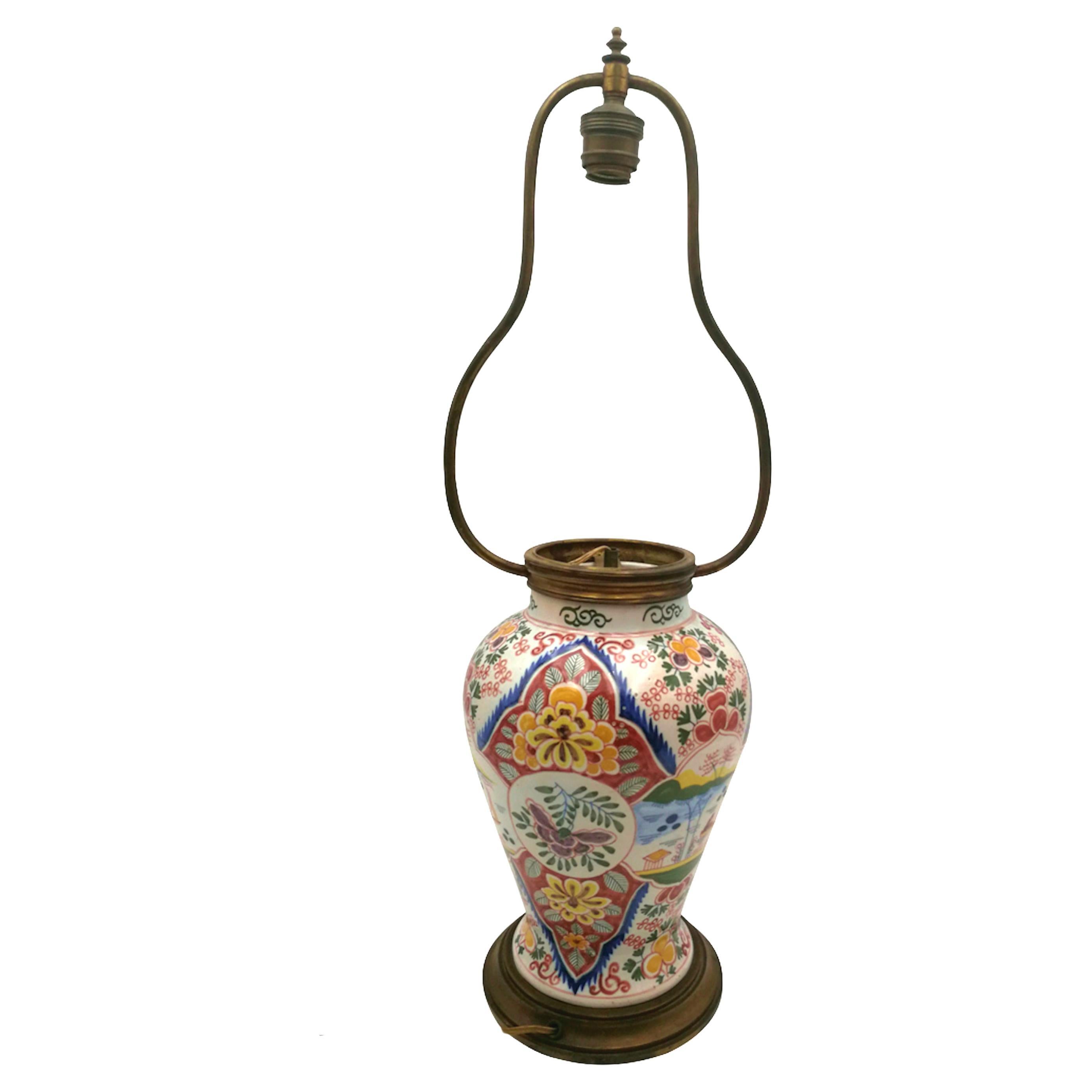 Delf Vase Lampe, um 1900 im Angebot