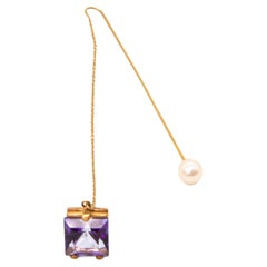 Delfina Deletrez Pearl and Amethyst Single Earring