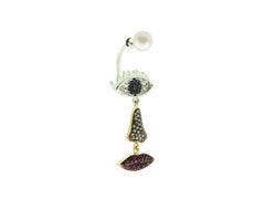 DELFINA DELETTREZ 18 Karat Gold Sapphire Ruby Diamond Drop Earring