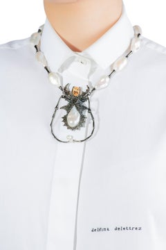 DELFINA DELETTREZ 18 Karat Gold Silver Pearl Necklace