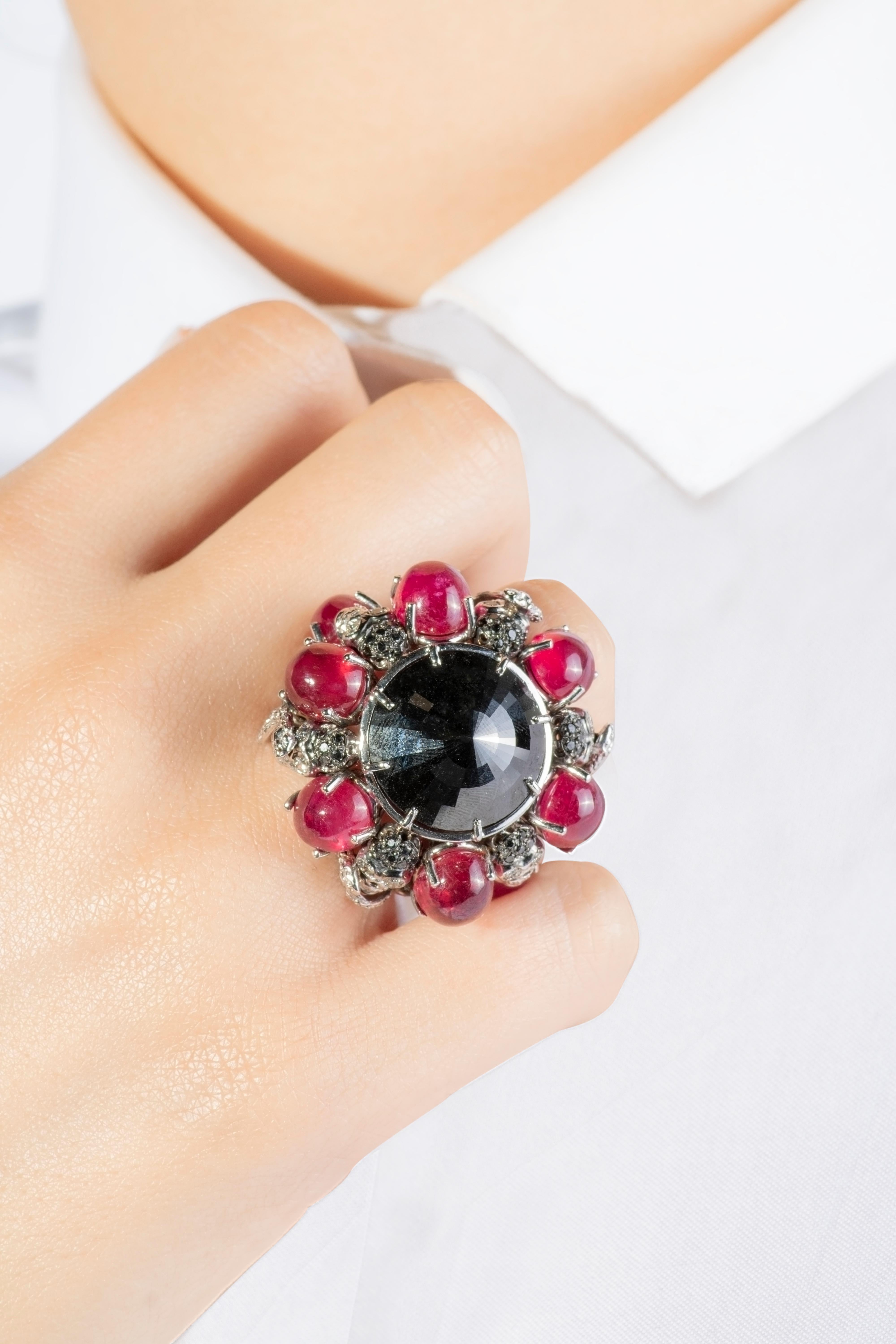 black diamond ruby ring