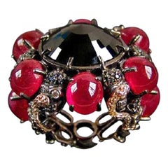 DELFINA DELETTREZ Black Diamond Ruby Gold Ring