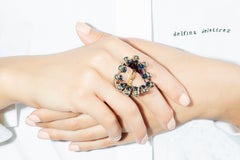 DELFINA DELETTREZ Crucifix Skulls Sapphire Gold Silver Ring