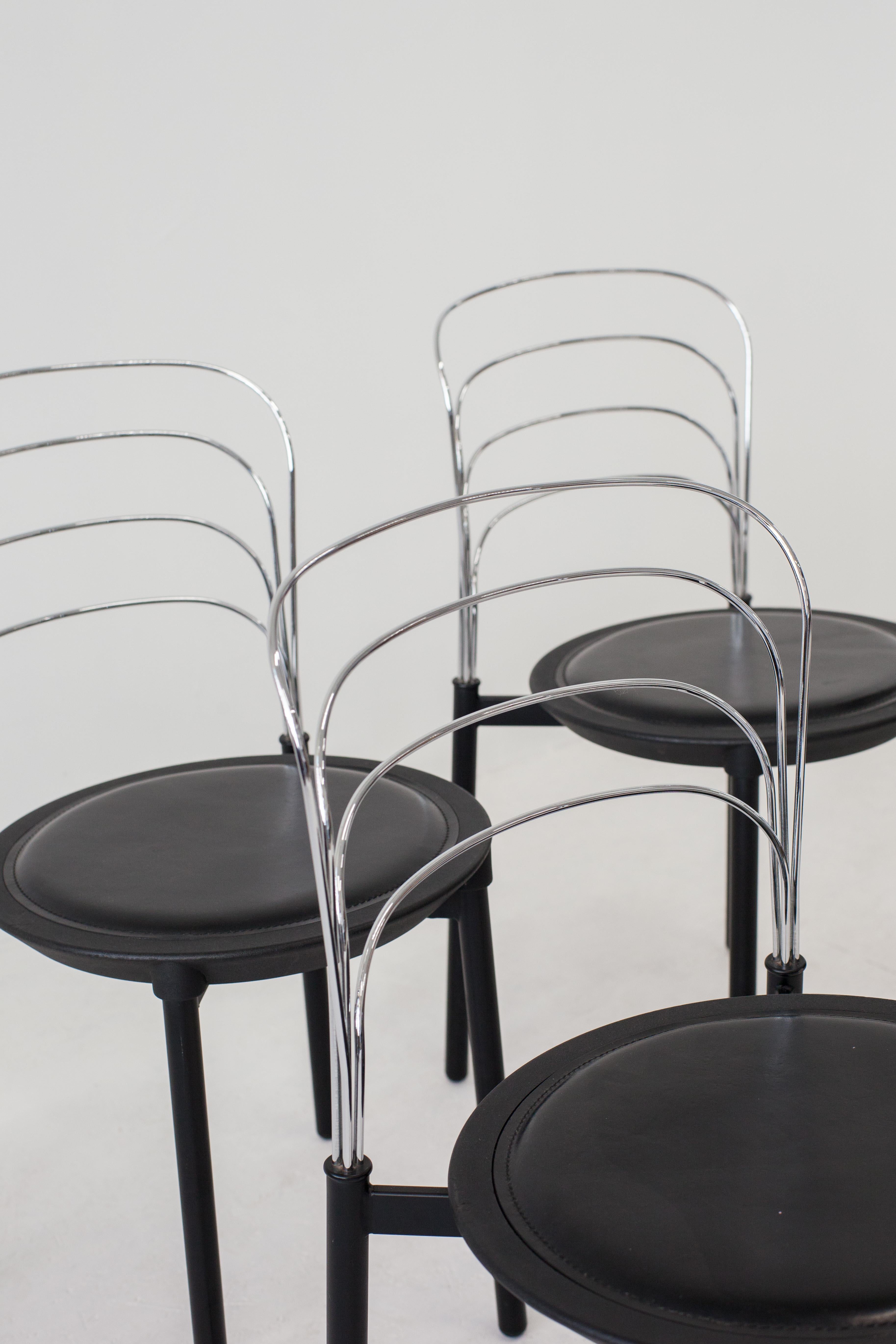 Late 20th Century ‘Delfina’ postmodern dining chairs by Giuseppe Raimondi for Tetide, 1987