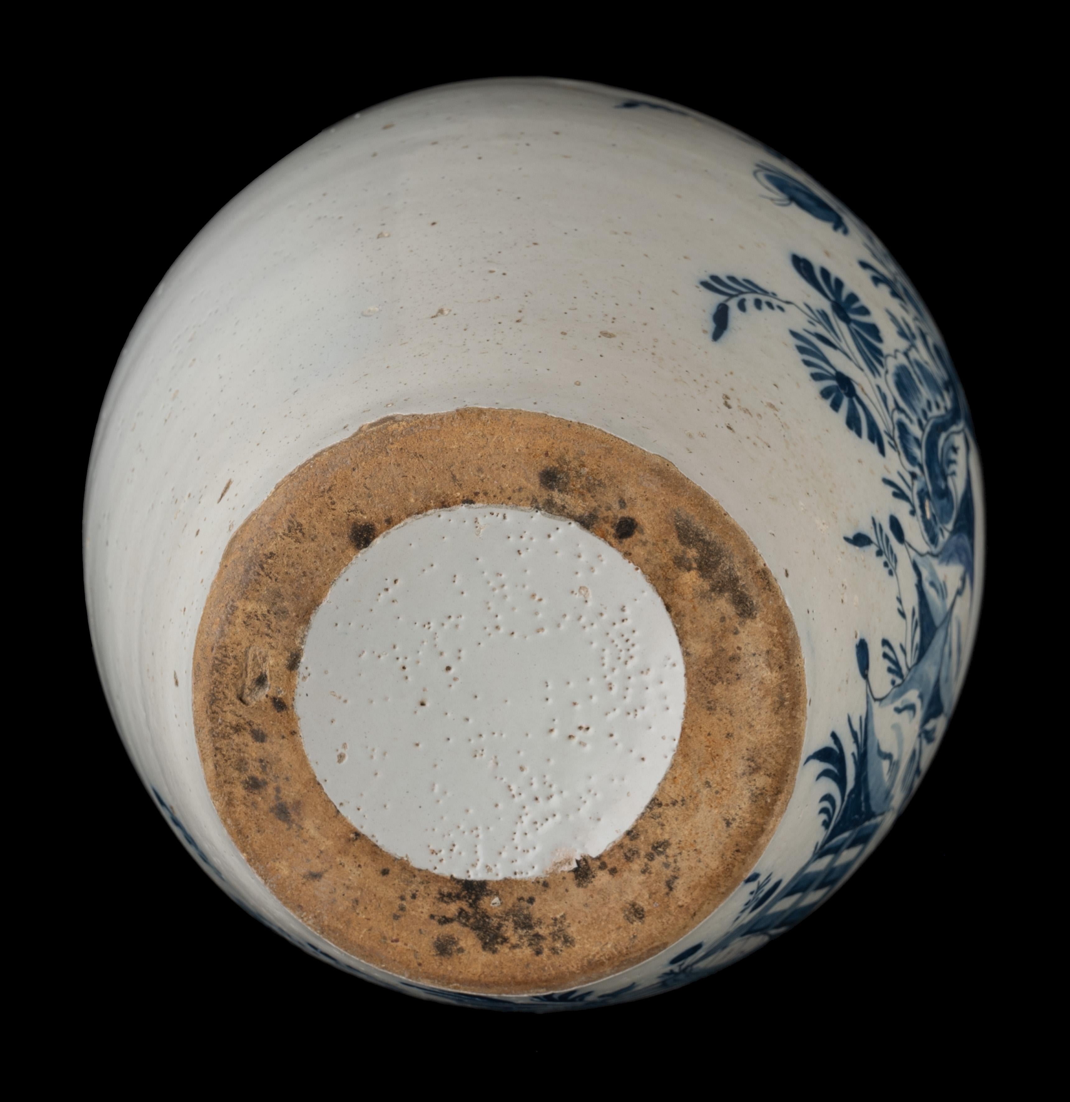 Delft 1760-1780  Blaues und weißes Duynkerker Tabakglas Delfter Keramik im Angebot 3