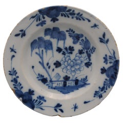 Antique Delft  - 18th century 
Chinoiserie
 Blue and White Delft Plate