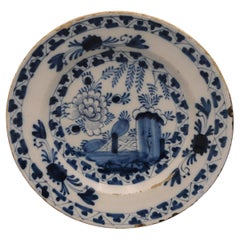 Antique Delft  - 18th century 
Chinoiserie
 Blue and White Delft Plate