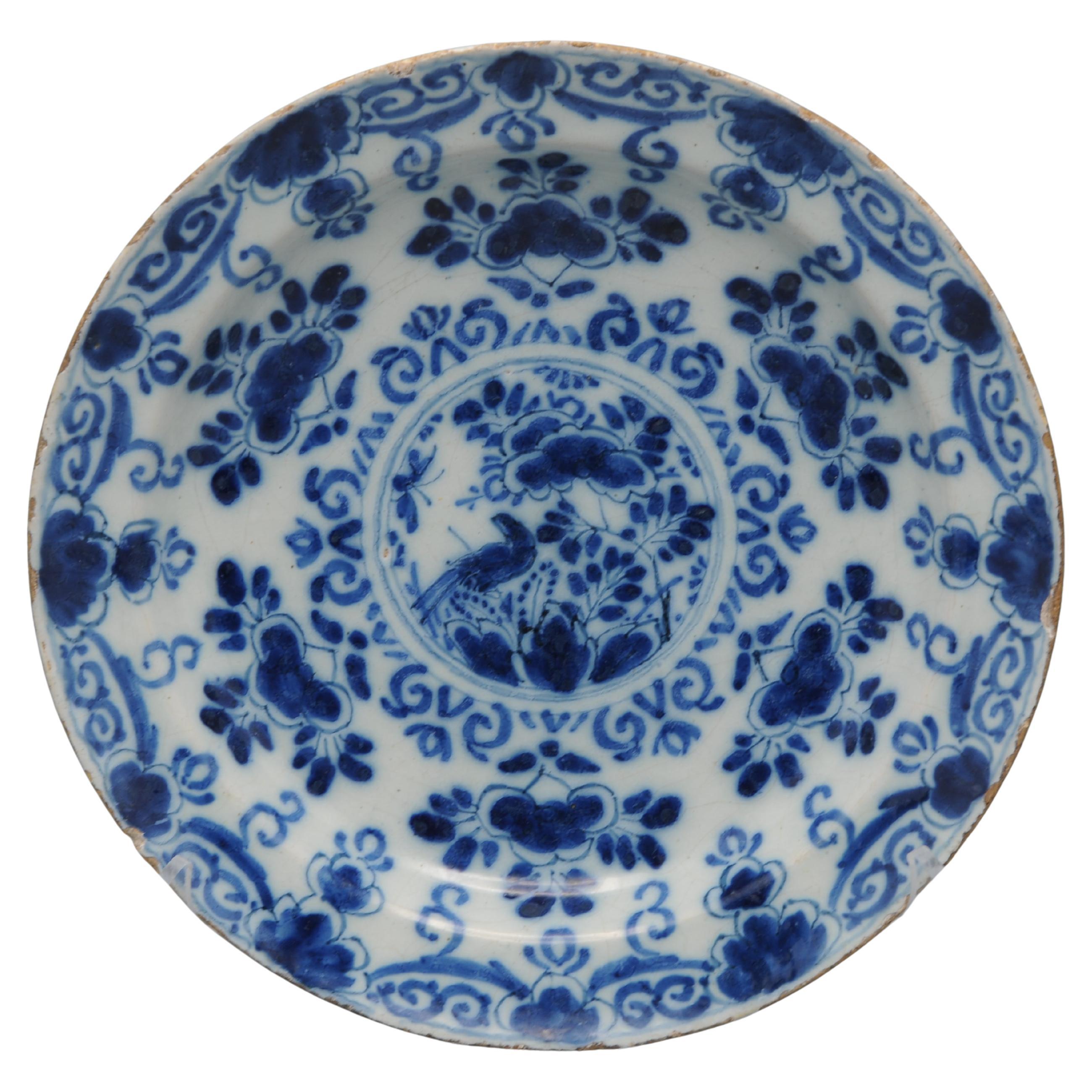 Delft  - 18th century 'Chinoiserie' Blue and White Floral Delft Plate