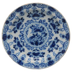 Delft  - 18th century 'Chinoiserie' Blue and White Floral Delft Plate