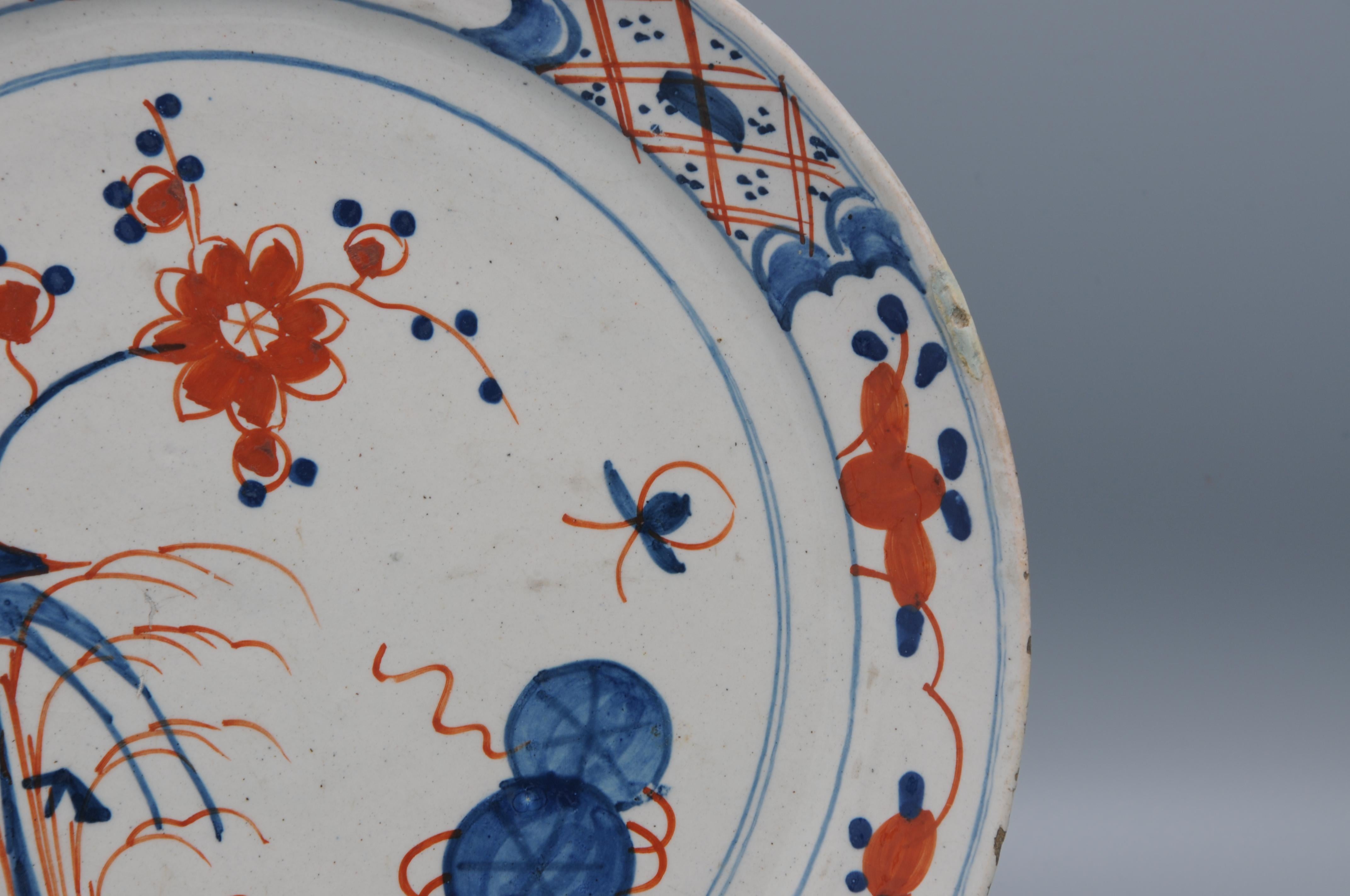 18th Century Delft  - 18th century Polychrome Chinoiserie Plate For Sale