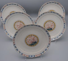 Delft  - 18th century set of 5 polychrome Chinoiserie Plates