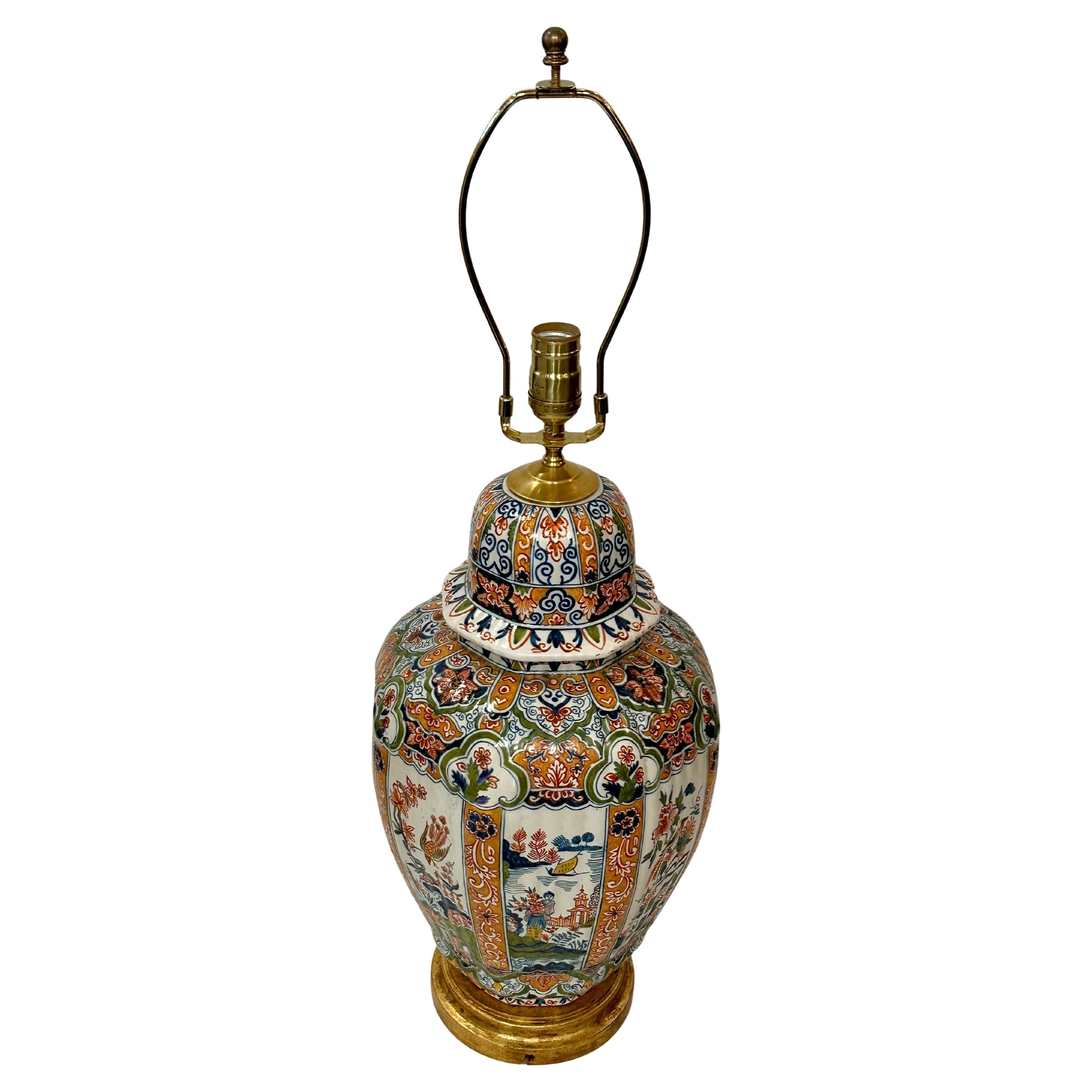 Dutch Delft 19th Century Lamp For Sale