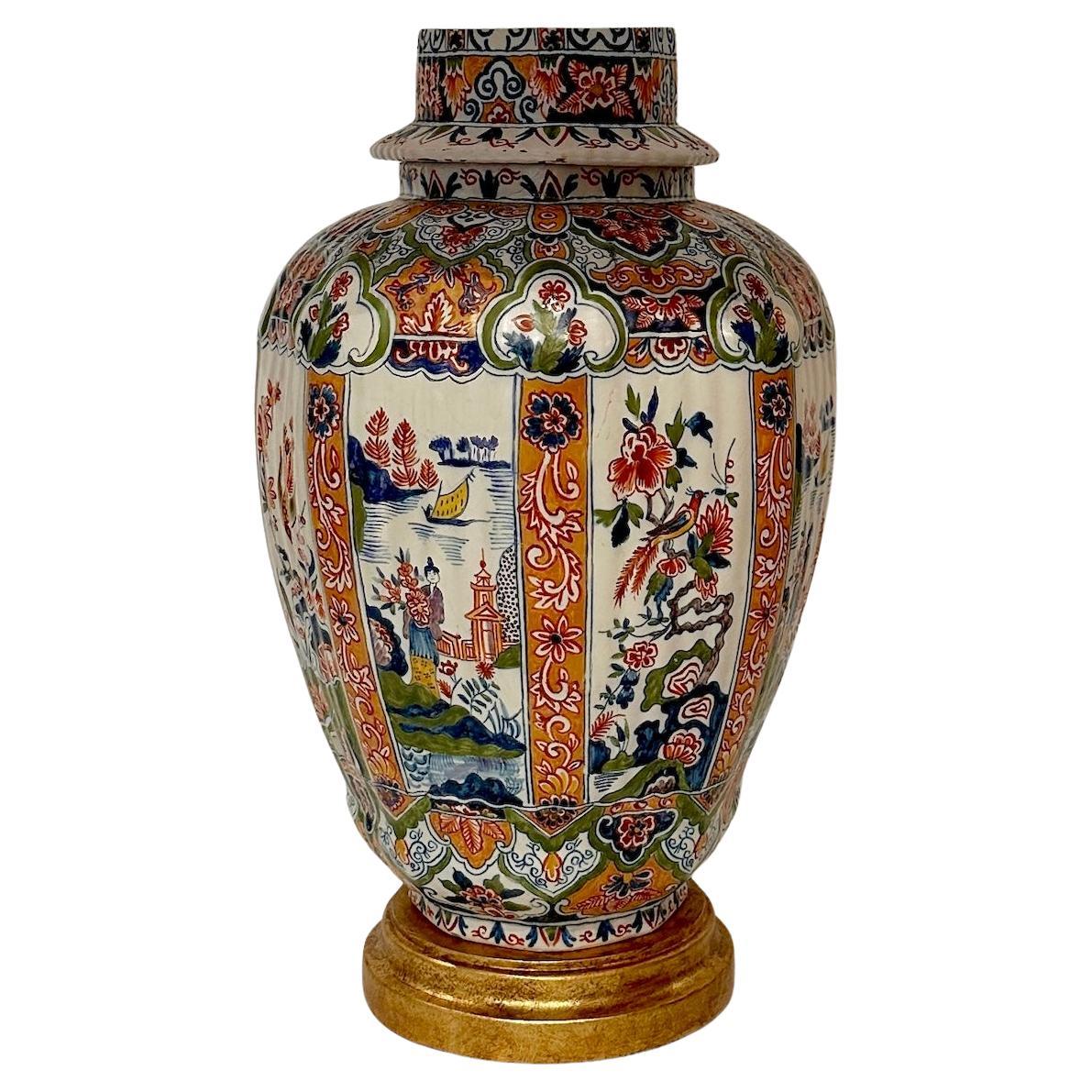Glazed Delft 19th Century Lamp For Sale