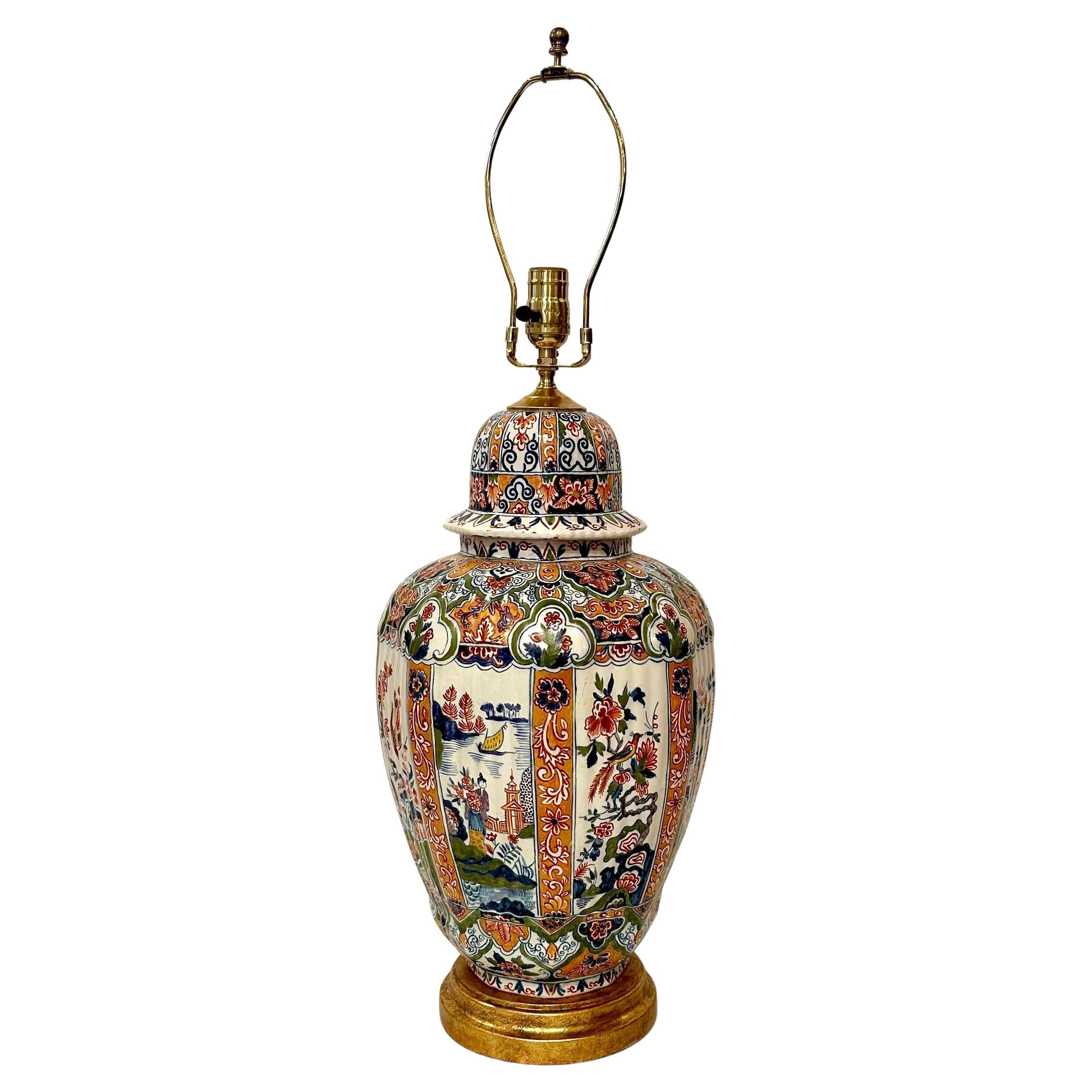 Delft 19th Century Lamp In Good Condition For Sale In Los Angeles, CA