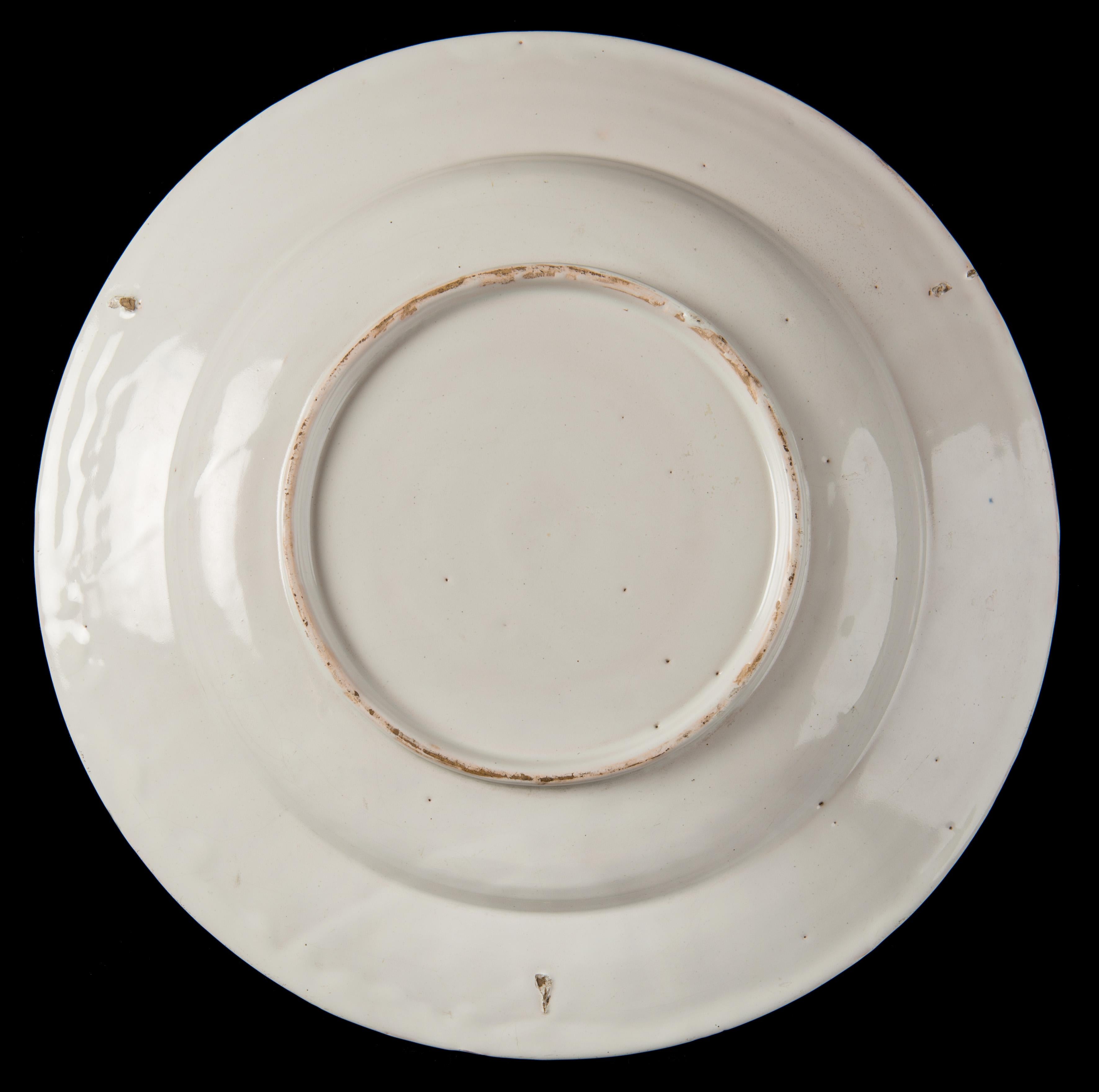 Dutch Delft Blue and white armorial charger Delft or Haarlem, 1650-1680 For Sale