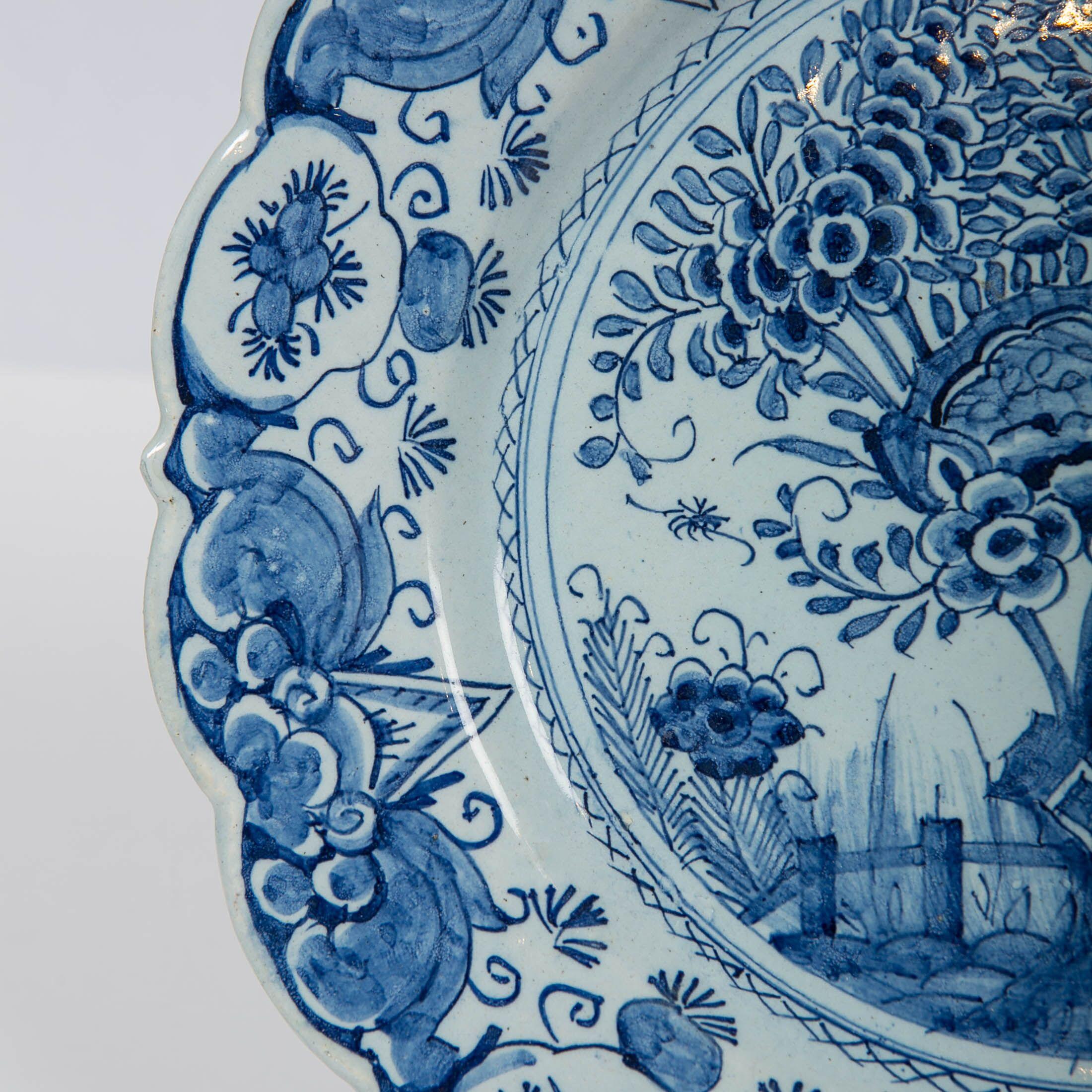 Rococo Delft Blue and White Charger Hand Painted Made by De Bijl 'The Axe', circa 1770