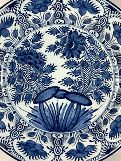 Delft Blue and White Charger Handpainted 18th Century circa 1780 by "The Axe"