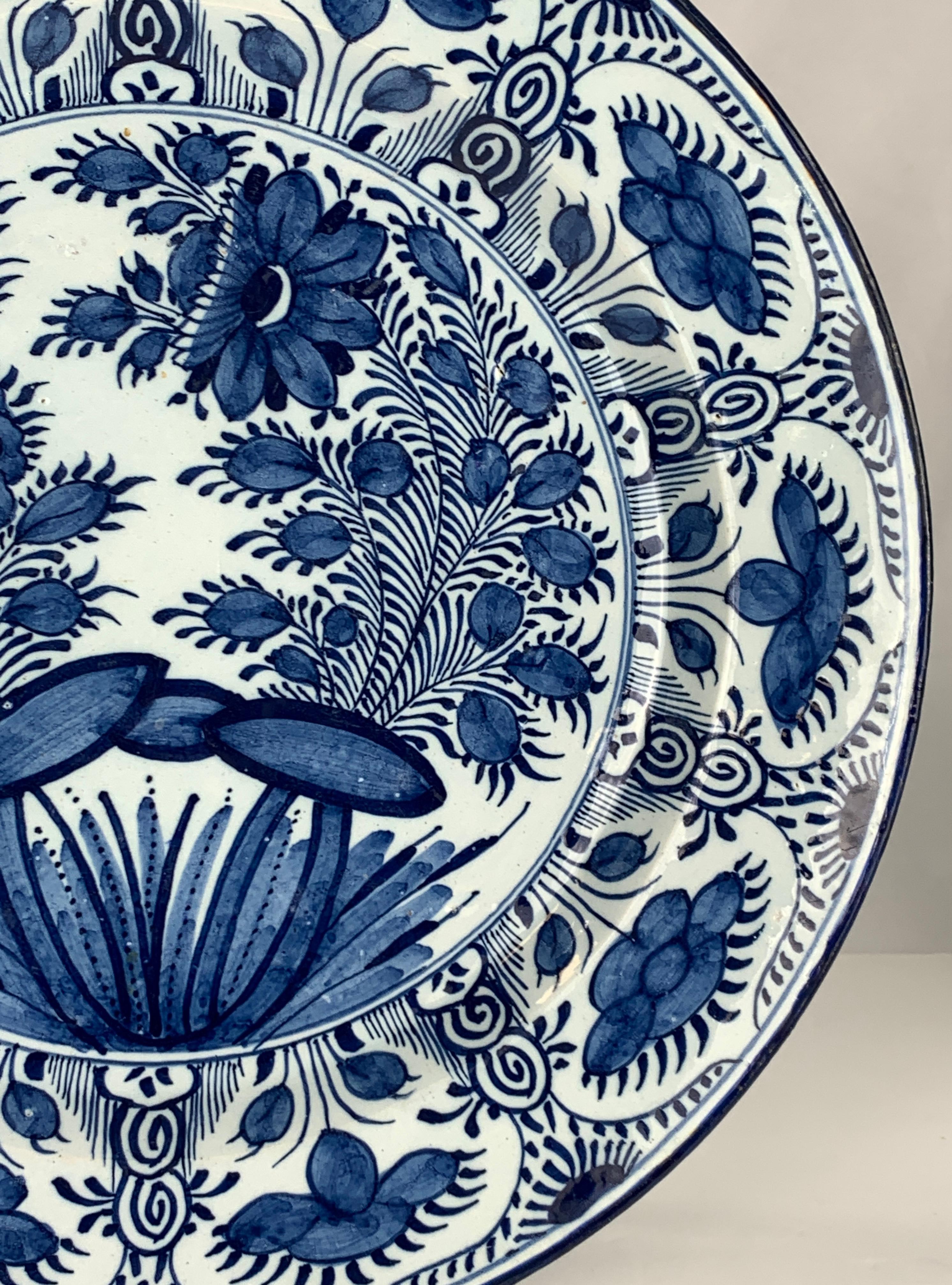 Dutch Delft Blue and White Charger Handpainted 18th Century circa 1780 by 