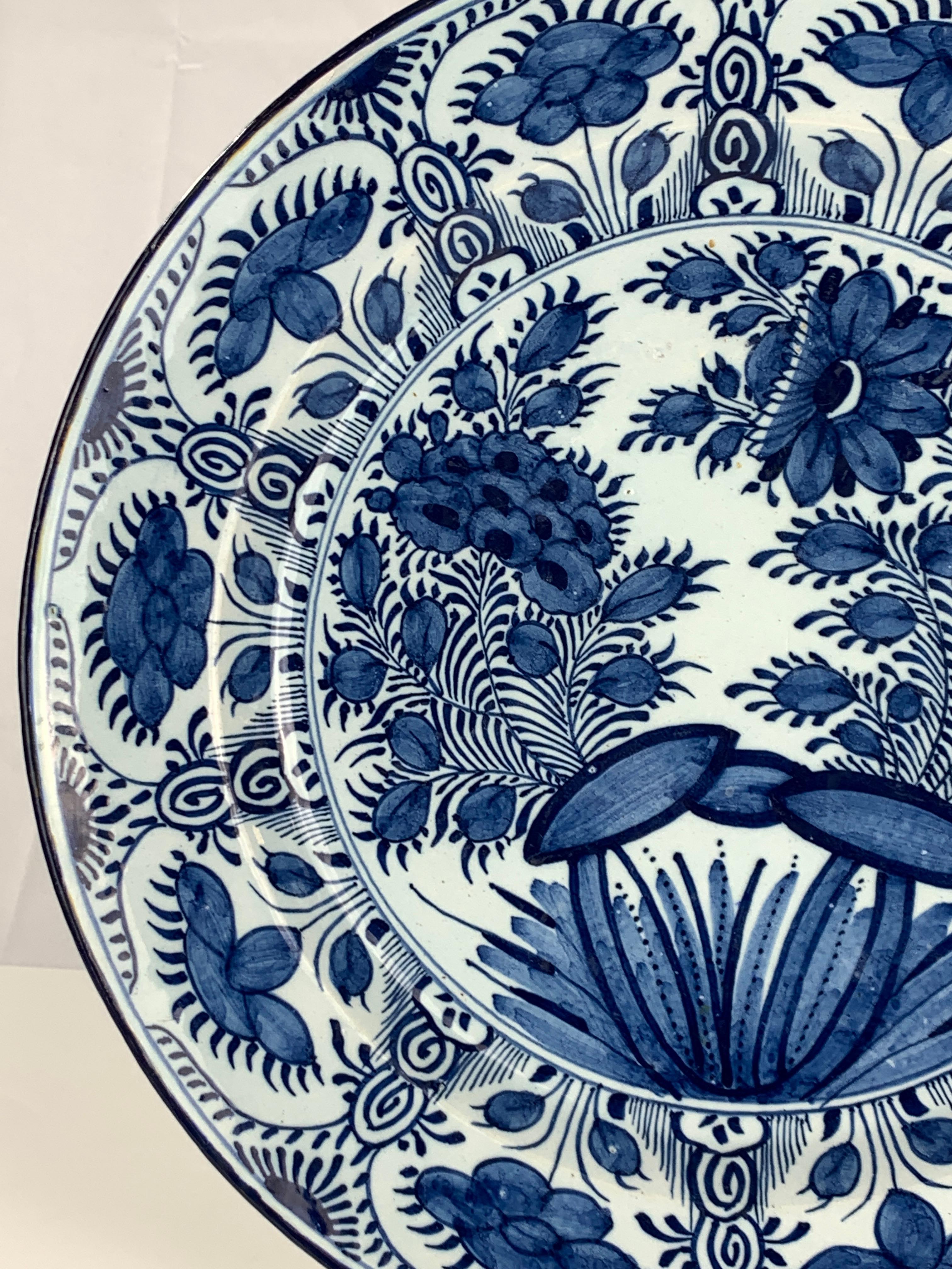 Hand-Painted Delft Blue and White Charger Handpainted 18th Century circa 1780 by 