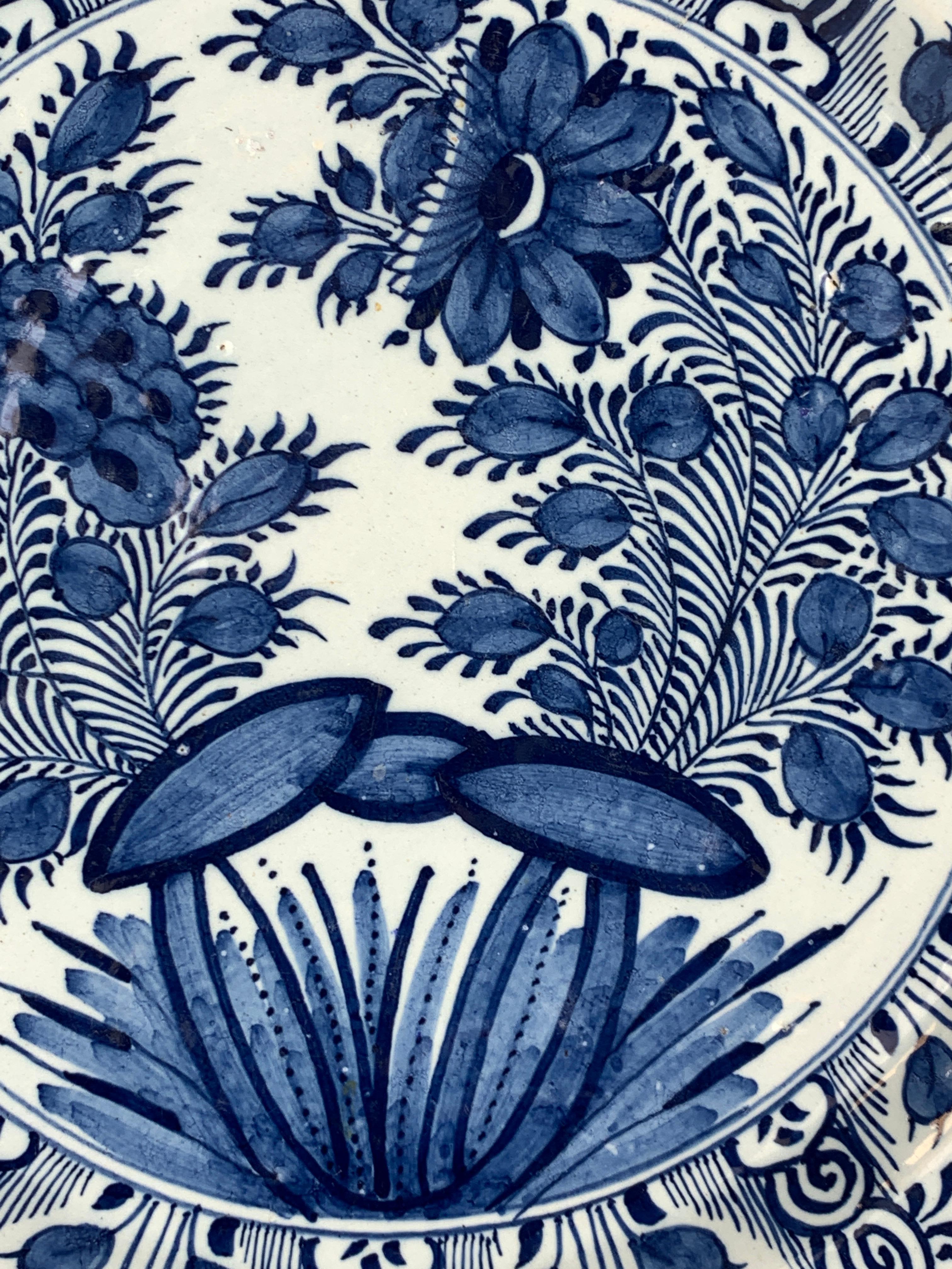 Delft Blue and White Charger Handpainted 18th Century circa 1780 by 