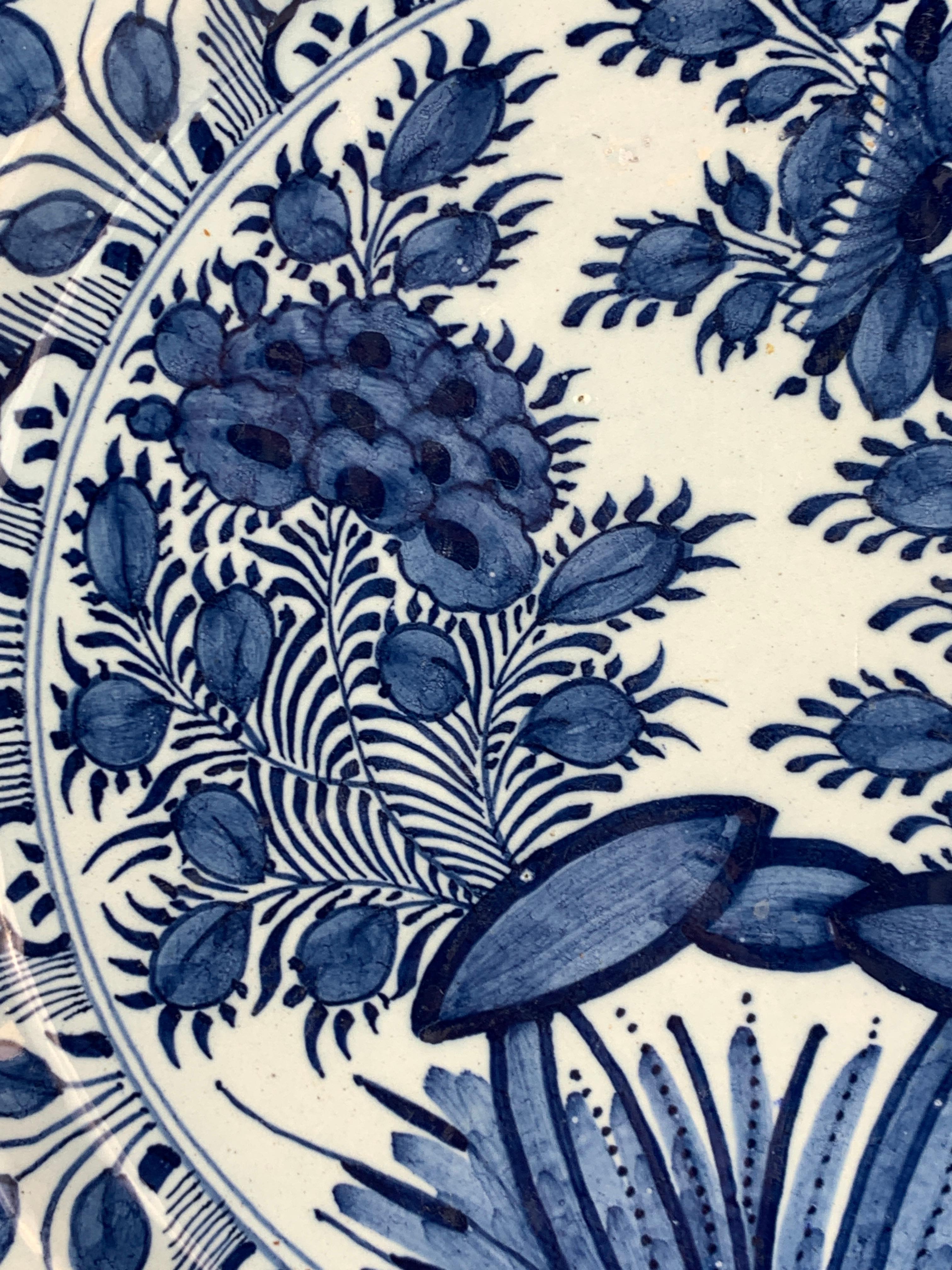 Delft Blue and White Charger Handpainted 18th Century circa 1780 by 