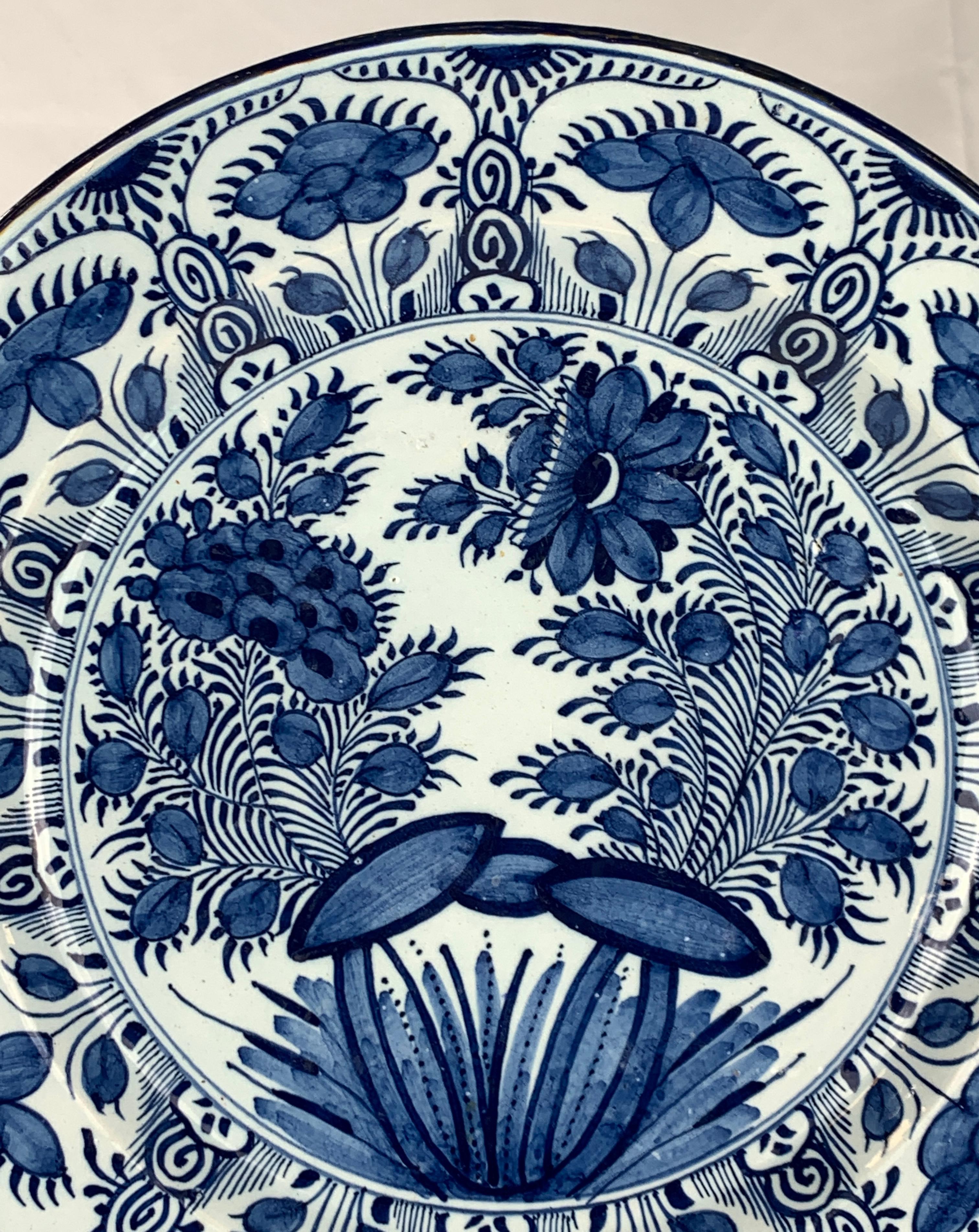 Delft Blue and White Charger Handpainted 18th Century circa 1780 by 