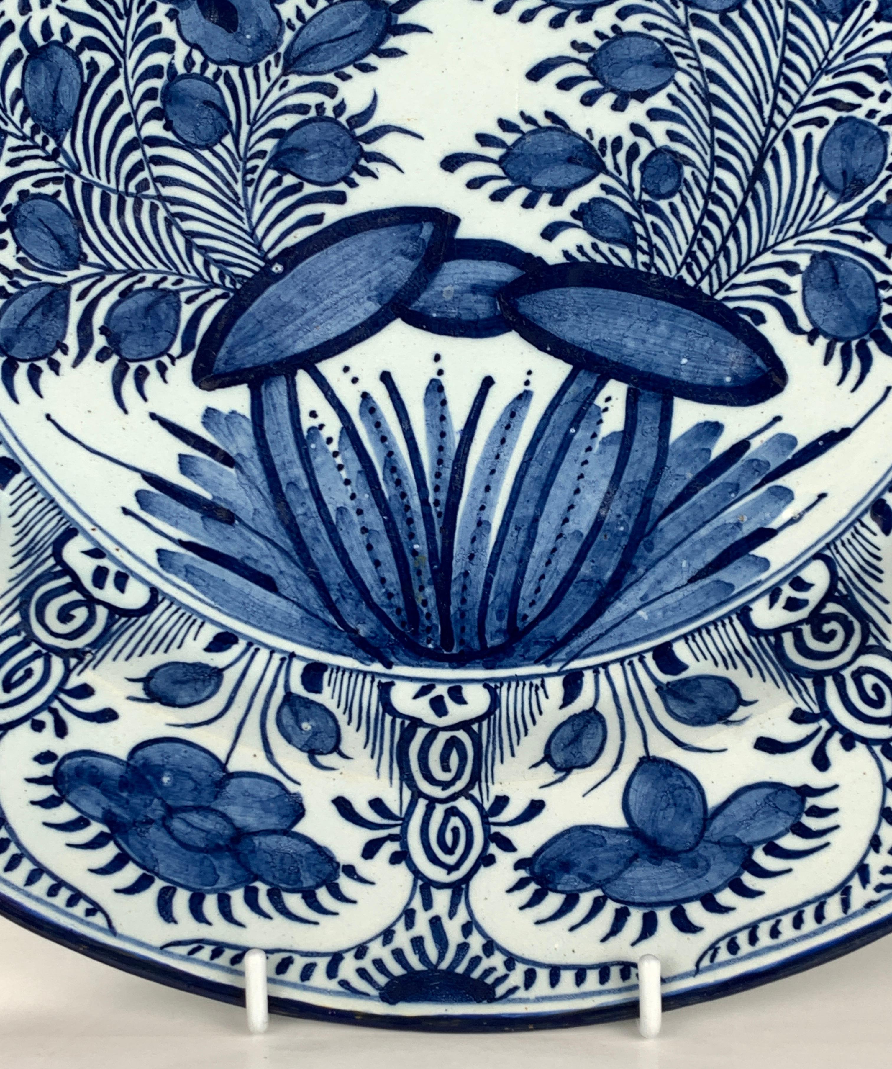 Delft Blue and White Charger Handpainted 18th Century circa 1780 by 
