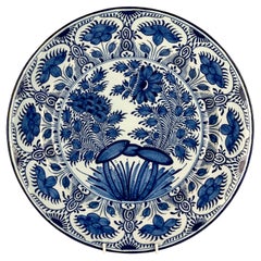 Delft Blue and White Charger Handpainted 18th Century circa 1780 by "The Axe"