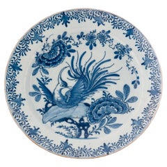 Delft - Blue and White Charger with Bird-of-Paradise by 'de Claauw' 18th century