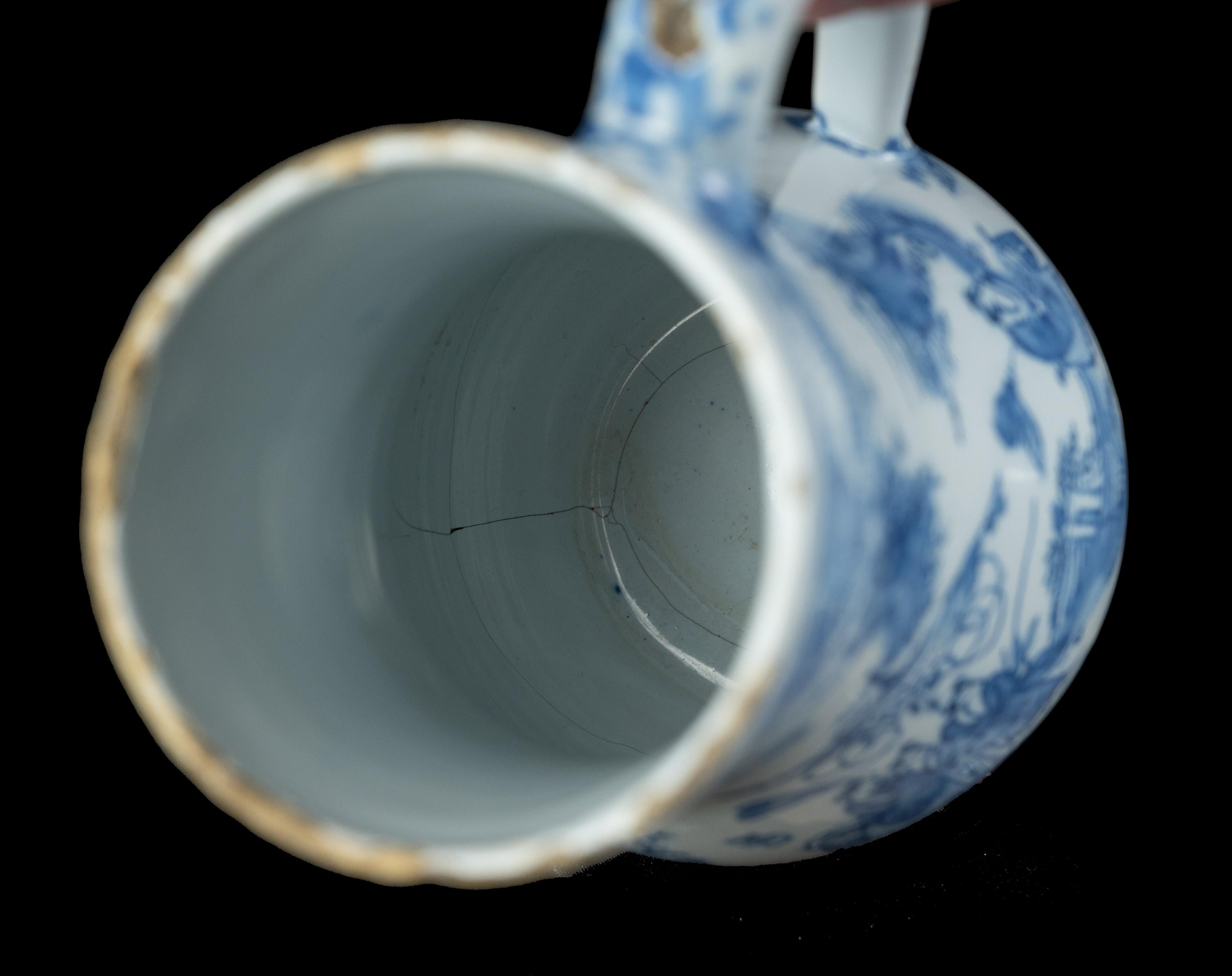 Delft, Blue and white chinoiserie beer mug Delft, C 1670 For Sale 2
