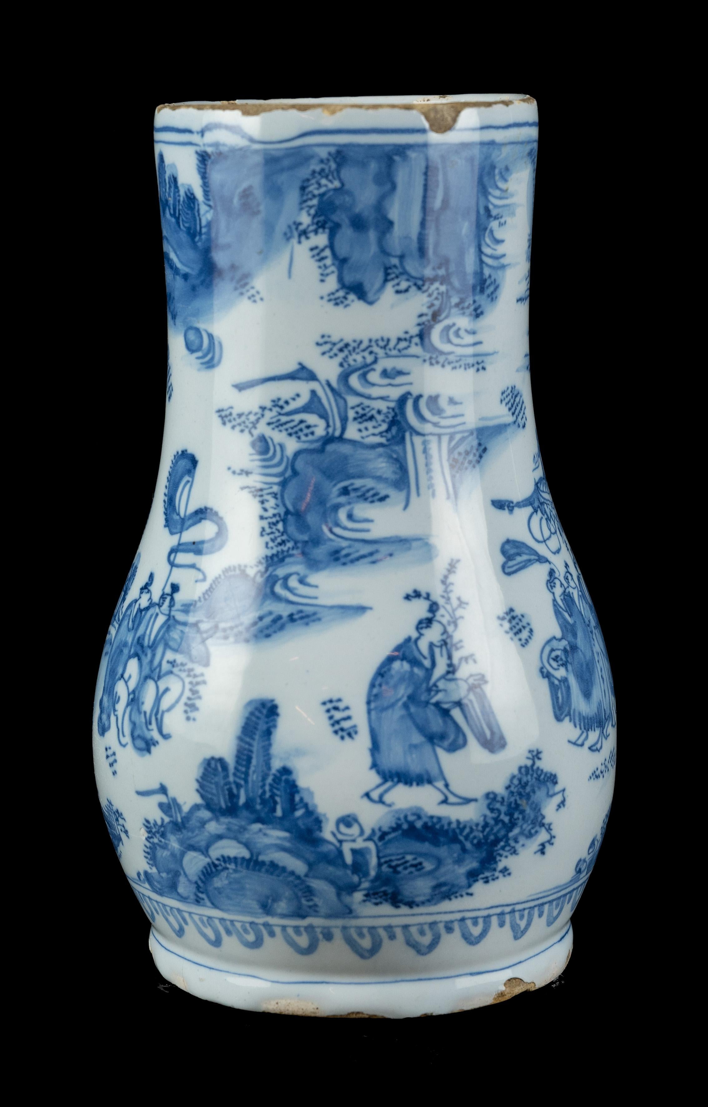 Dutch Delft, Blue and white chinoiserie beer mug Delft, C 1670 For Sale